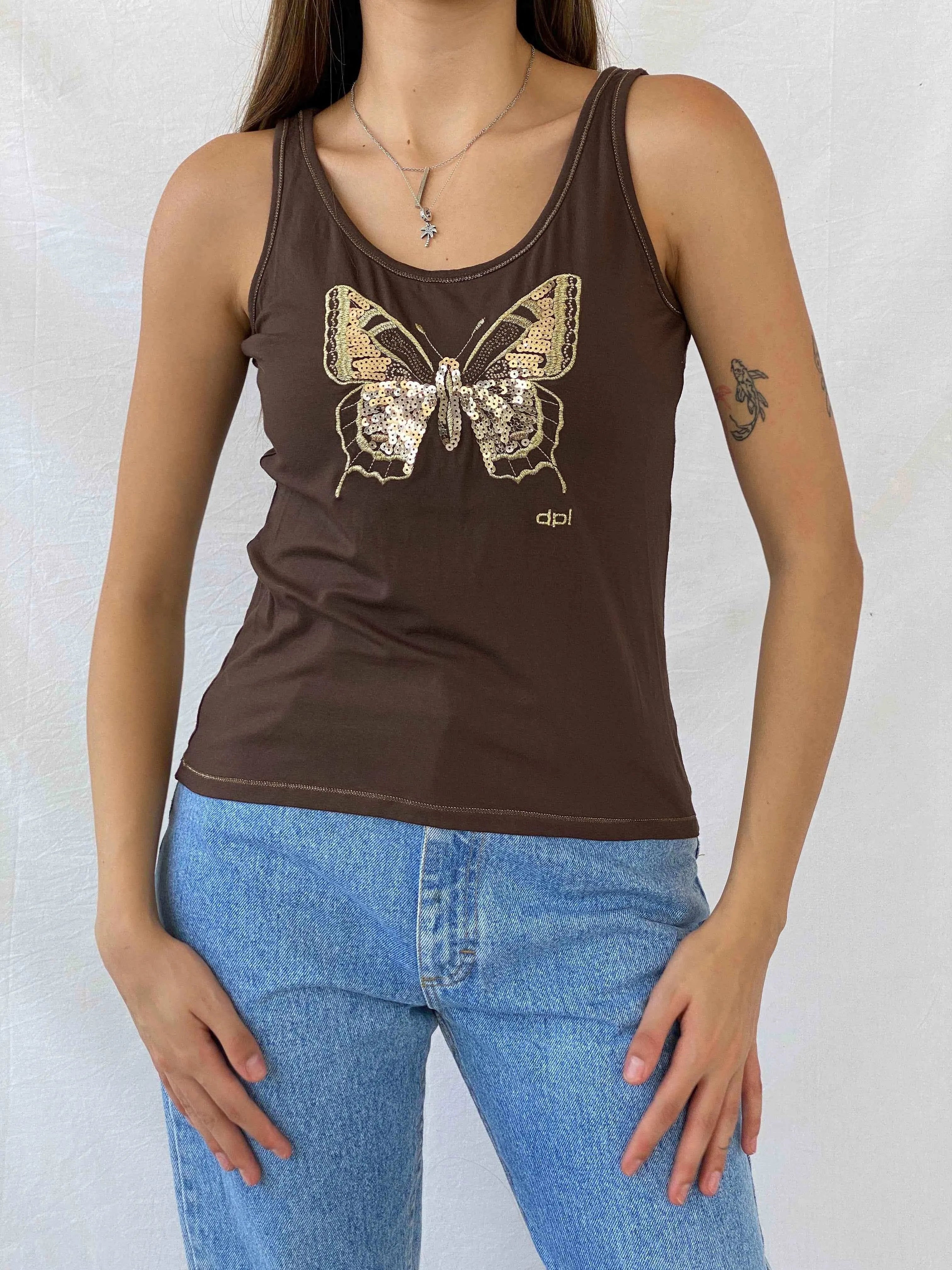 Y2K Derpouli Butterfly Top - Balagan Vintage Sleeveless Top 00s, consignment, Isabella, Mira