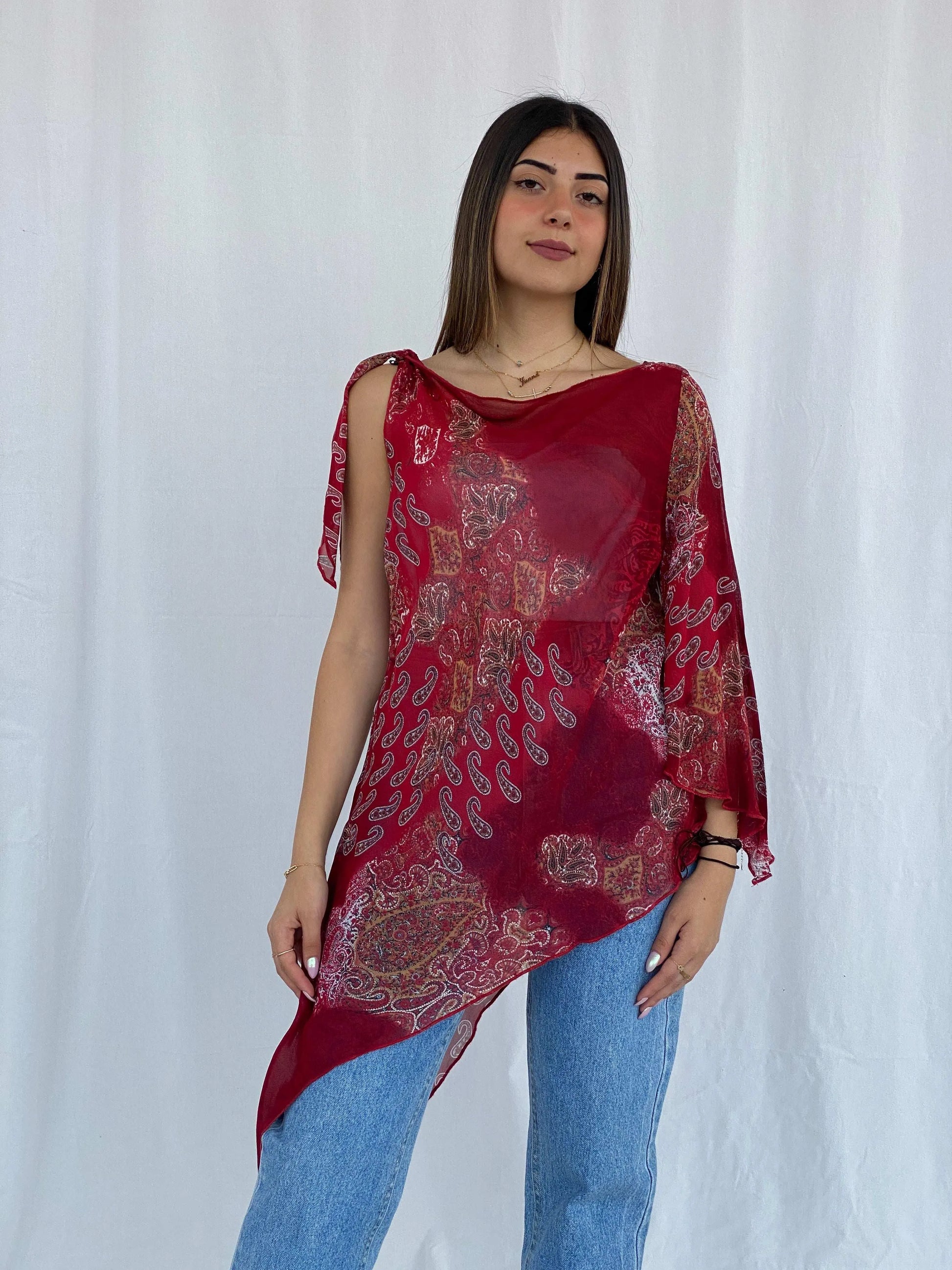 Y2K Dorothy Perkins Printed Sheer Top - Balagan Vintage Sheer Top 00s, Juana, sheer, summer