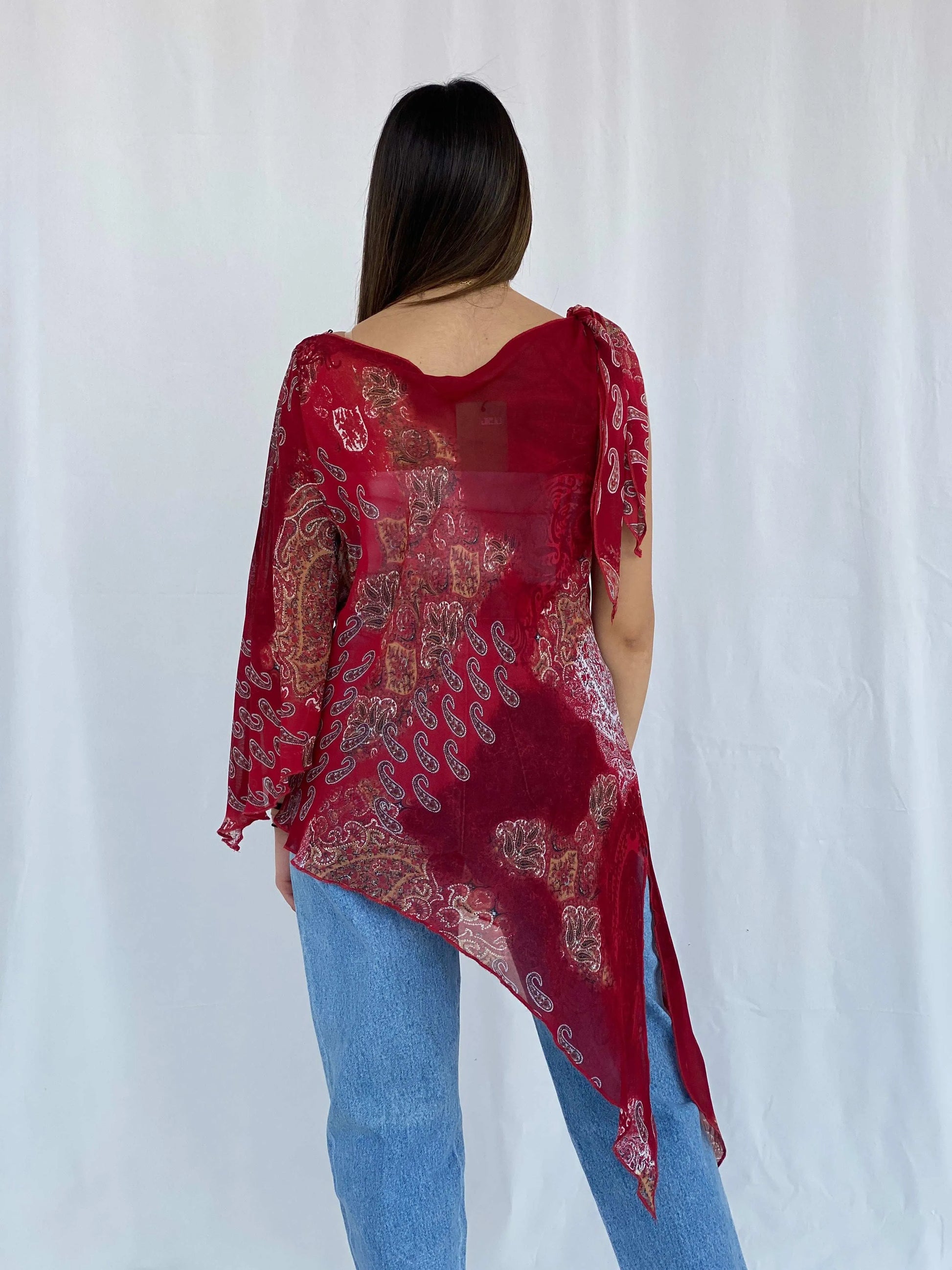 Y2K Dorothy Perkins Printed Sheer Top - Balagan Vintage Sheer Top 00s, Juana, sheer, summer