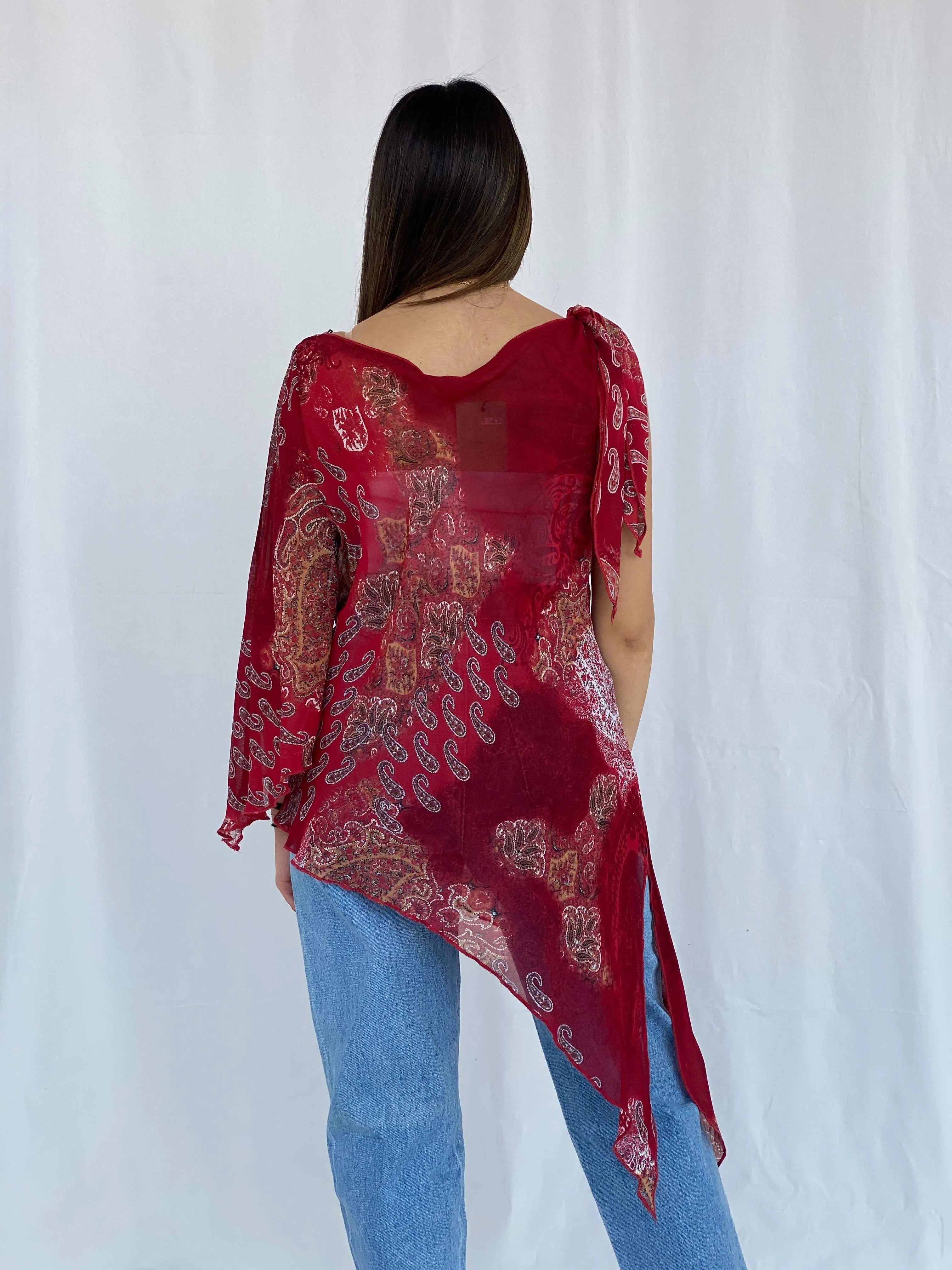 Y2K Dorothy Perkins Printed Sheer Top - Balagan Vintage Sheer Top 00s, Juana, sheer, summer