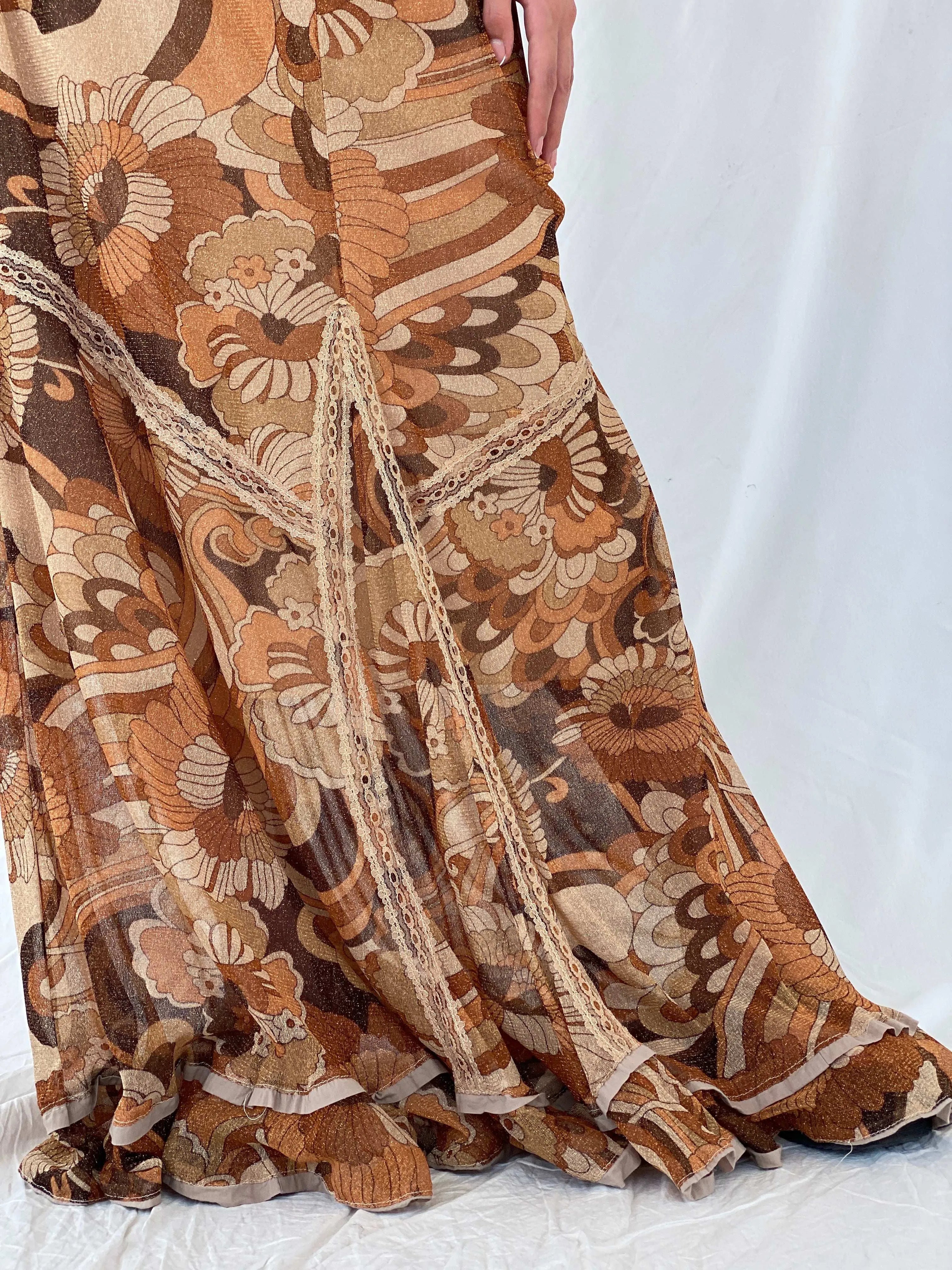 Y2K Everest Glittery Floral Mesh Maxi Skirt - L - Balagan Vintage Maxi Skirt 00s, Deals, floral, floral skirt, maxi skirt, Mira