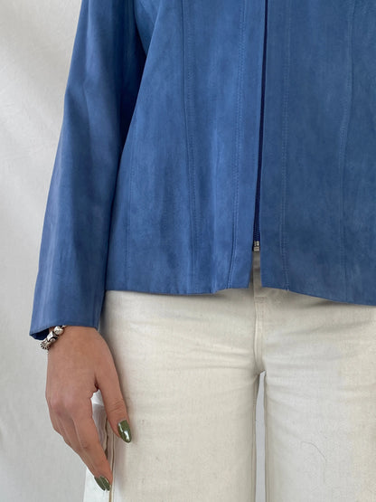 Y2K Gelco Zip Up Blue Women’s Blazer - M - Balagan Vintage Blazer 90s, blazer, Coats&Jackets, Syntia, winter, Women's Blazers