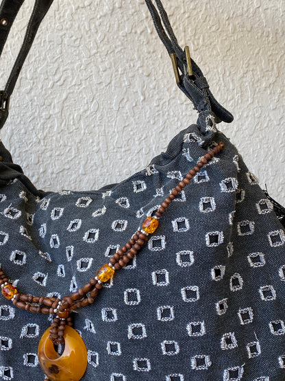 Y2K Gray Boho Hobo Denim Shoulder Bag With Side Fringes - Balagan Vintage Shoulder Bag 00s, 90s, bag, NEW IN, shoulder bag, Y2K