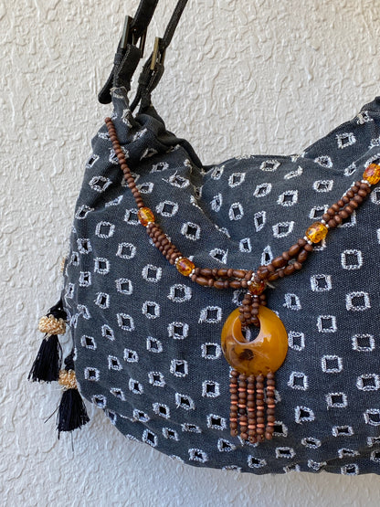 Y2K Gray Boho Hobo Denim Shoulder Bag With Side Fringes - Balagan Vintage Shoulder Bag 00s, 90s, bag, NEW IN, shoulder bag, Y2K