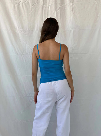 Y2K Inc Blue Ruched Cami Top - S/M - Balagan Vintage Cami 00s, Cami, Mira, women top