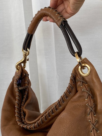Y2K Jimmy Choo Brown Leather Large Hobo Braided Shoulder Bag - Balagan Vintage Shoulder Bag 90s, bag, black leather, consignment, genuine leather, shoulder bag, Tasnimk