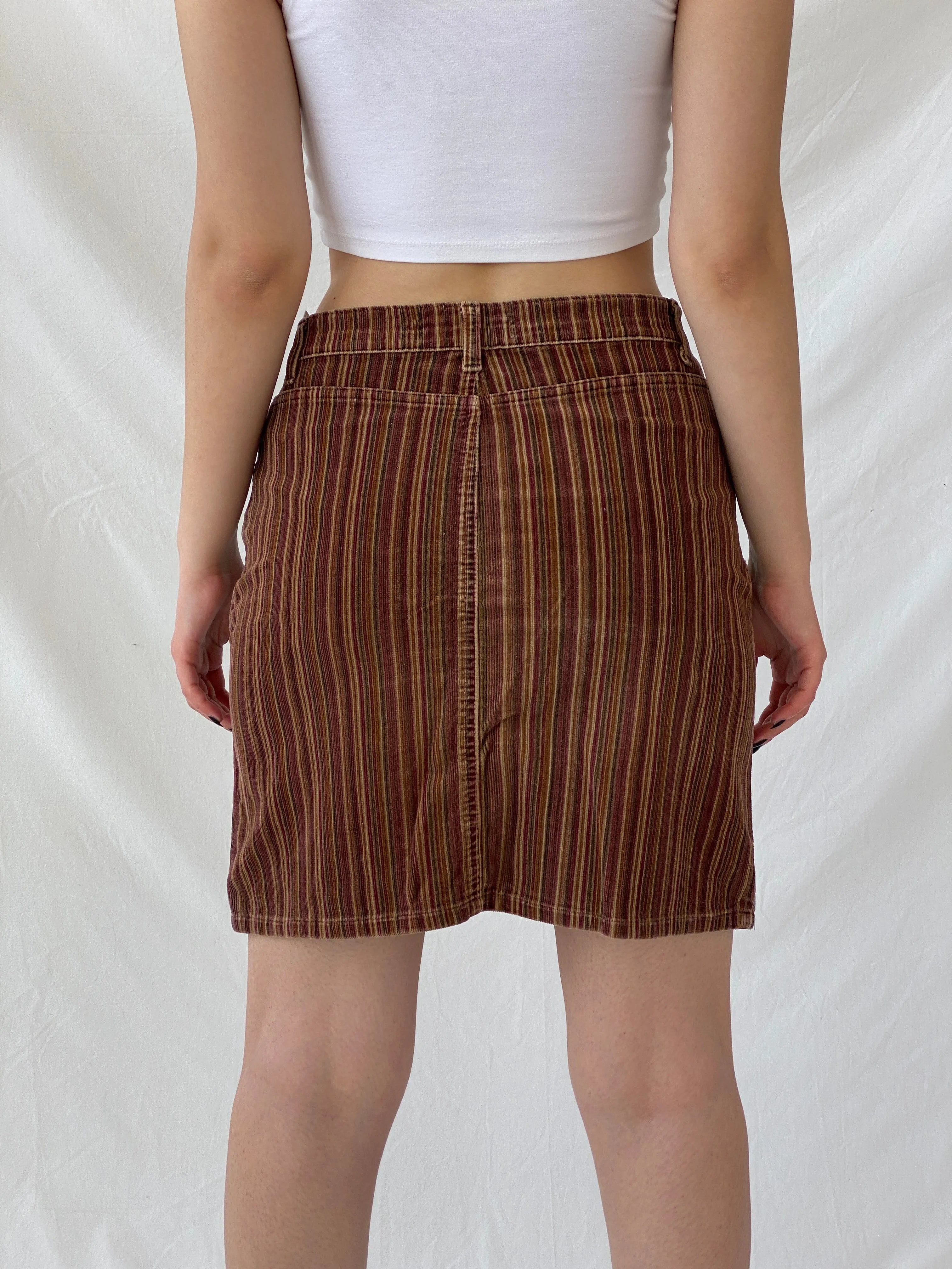 Y2K Kaliko Striped Corduroy Brown Short Skirt - M - Balagan Vintage Mini Skirt Ayah, corduroy, mini skirt, NEW IN, striped, striped skirt, winter