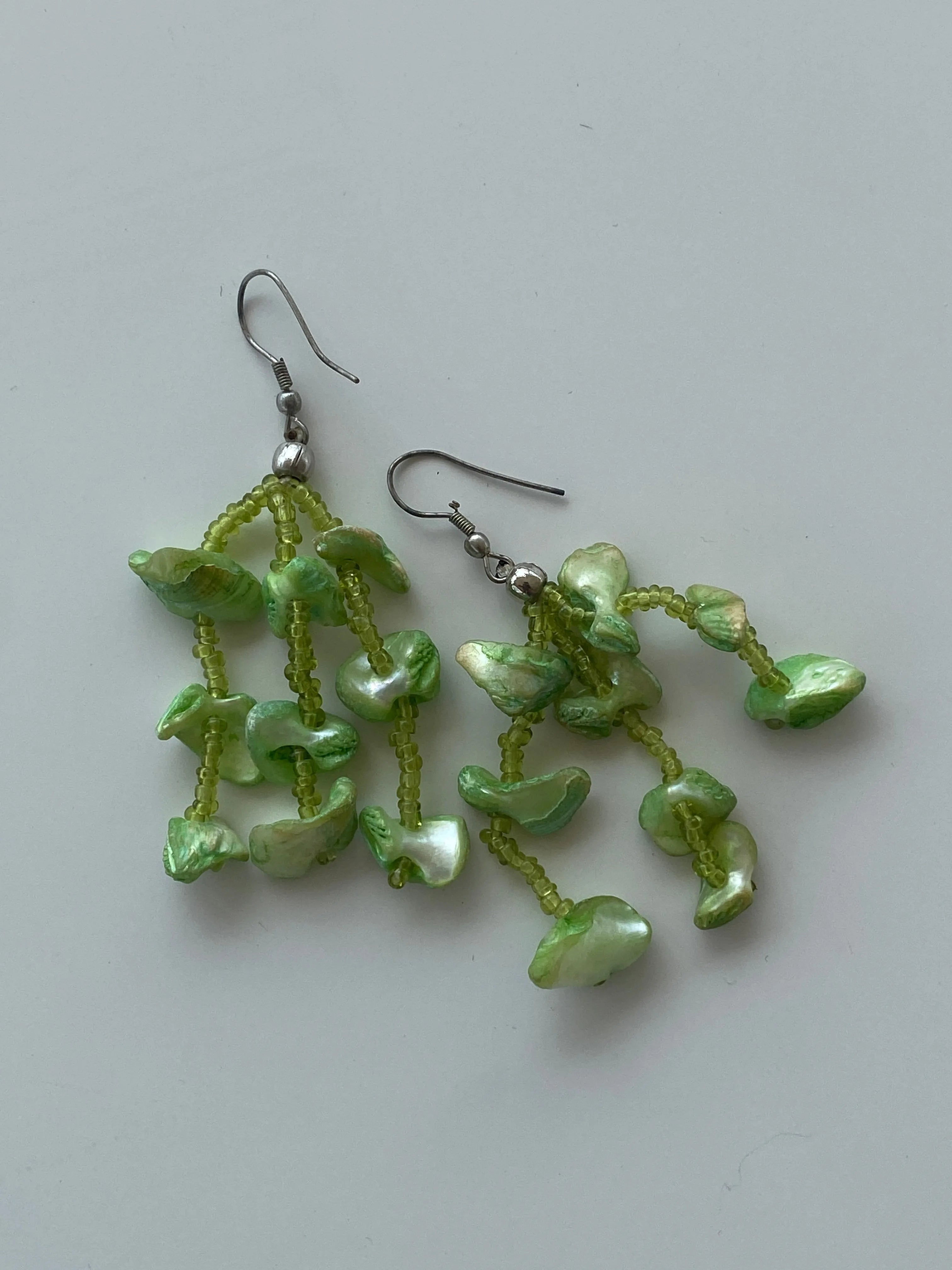 Y2K Lime Green Beaded Waterfall Earrings - Balagan Vintage Earrings 00s, 90s, Earrings