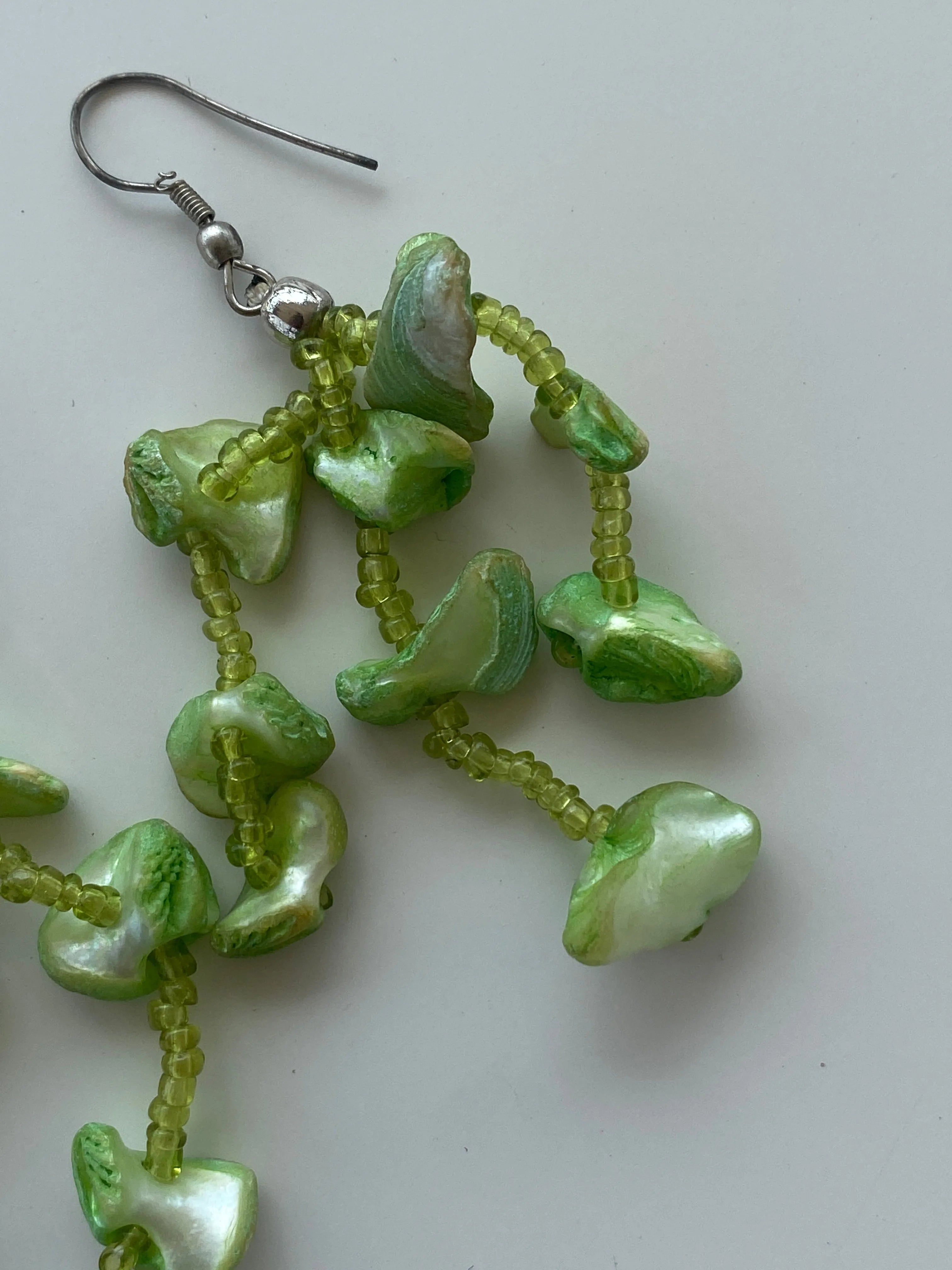 Y2K Lime Green Beaded Waterfall Earrings - Balagan Vintage Earrings 00s, 90s, Earrings