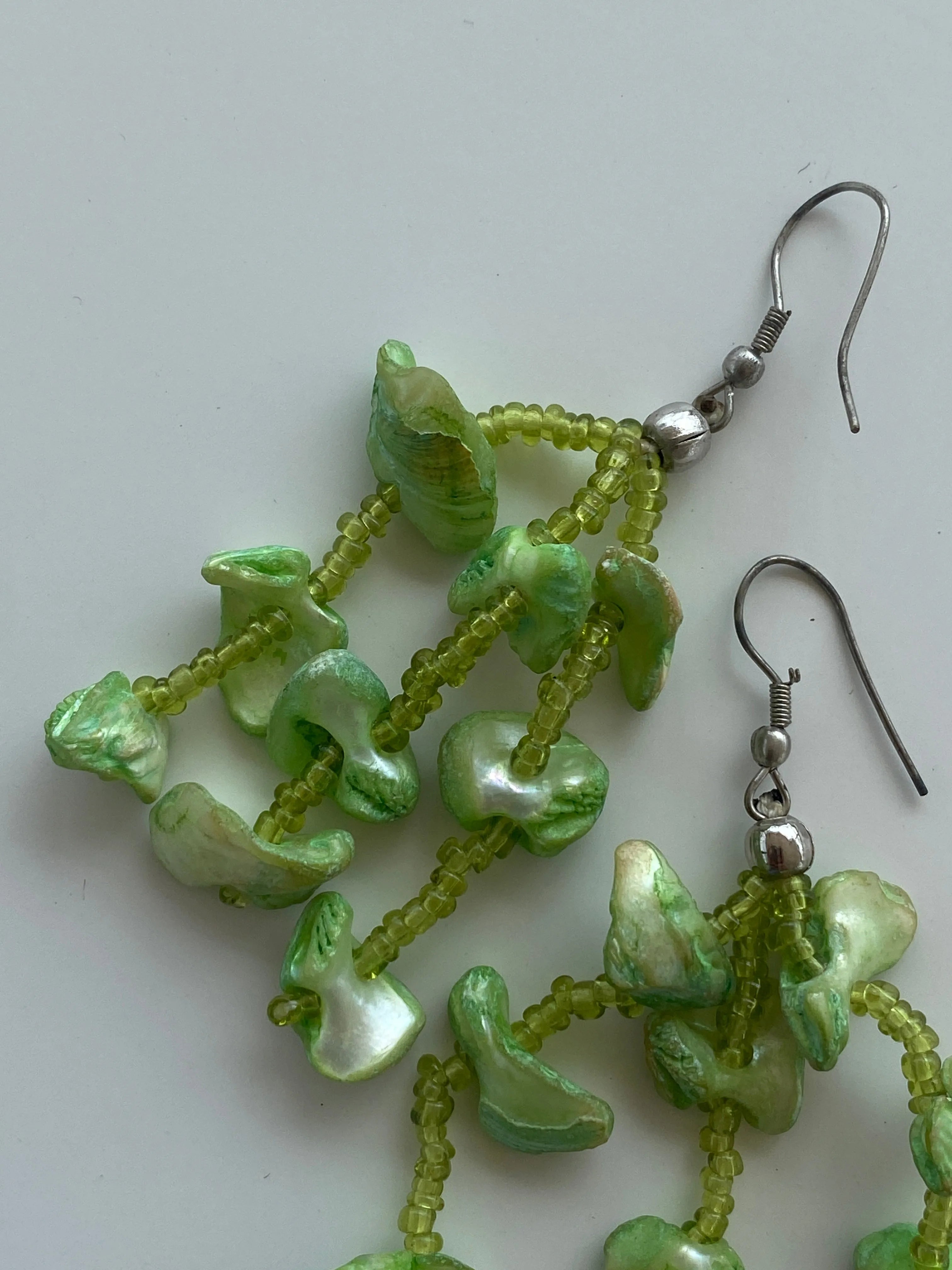 Y2K Lime Green Beaded Waterfall Earrings - Balagan Vintage Earrings 00s, 90s, Earrings