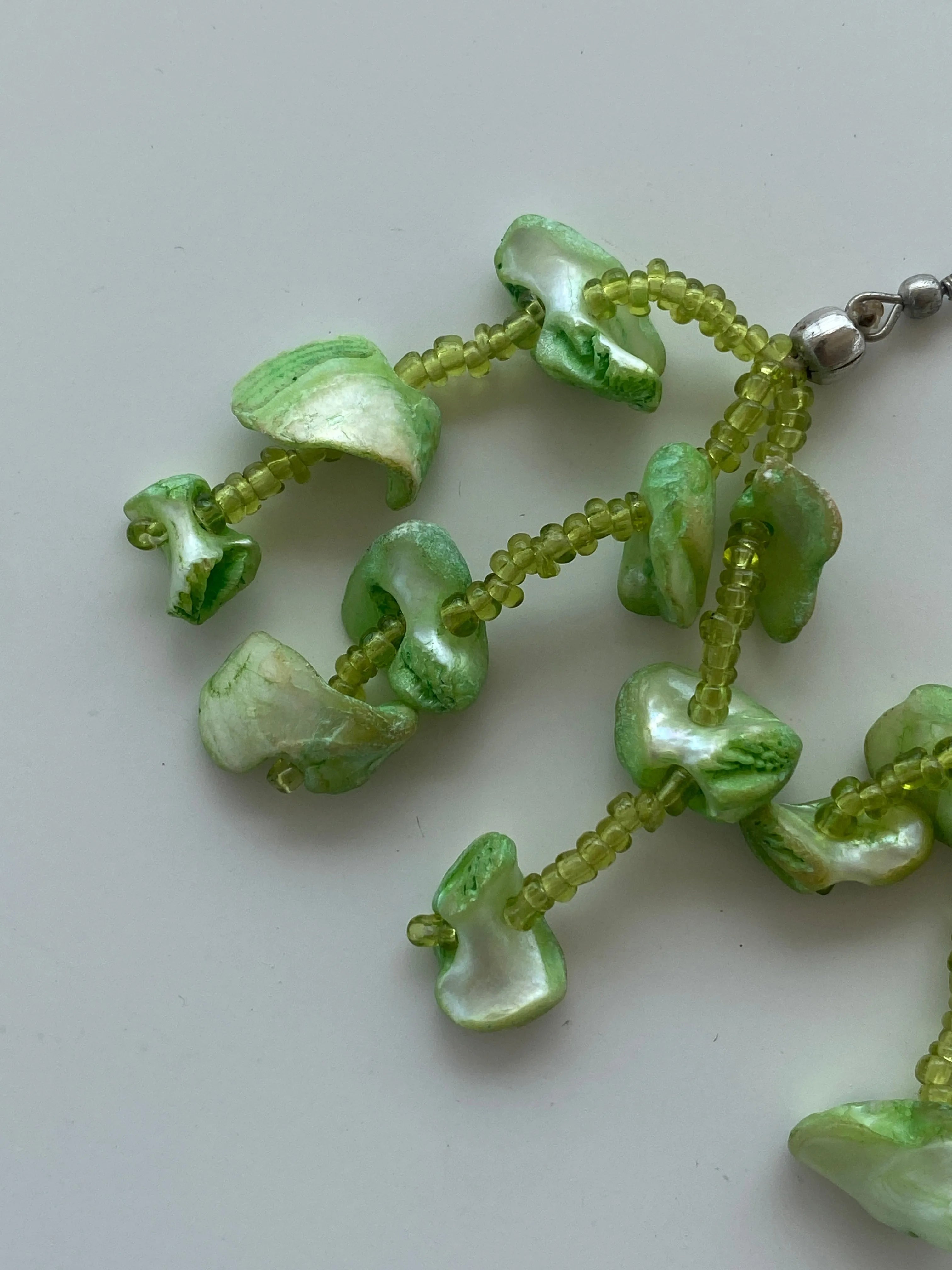 Y2K Lime Green Beaded Waterfall Earrings - Balagan Vintage Earrings 00s, 90s, Earrings