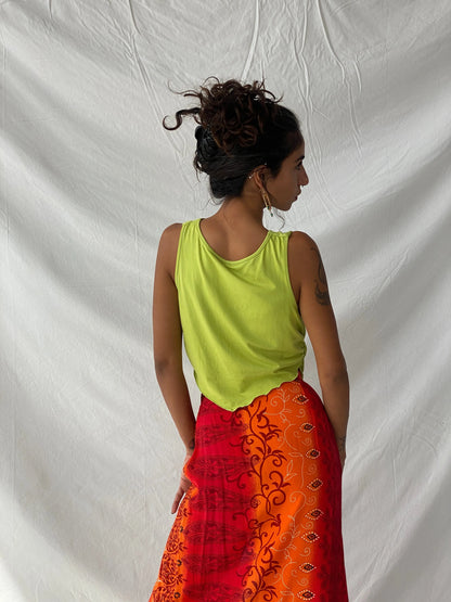 Y2K Lime Green Cowl Neck Ruched Sides Sleeveless Women’s Top - M - Balagan Vintage Sleeveless Top 00s, sleeveless top, summer, Tojan