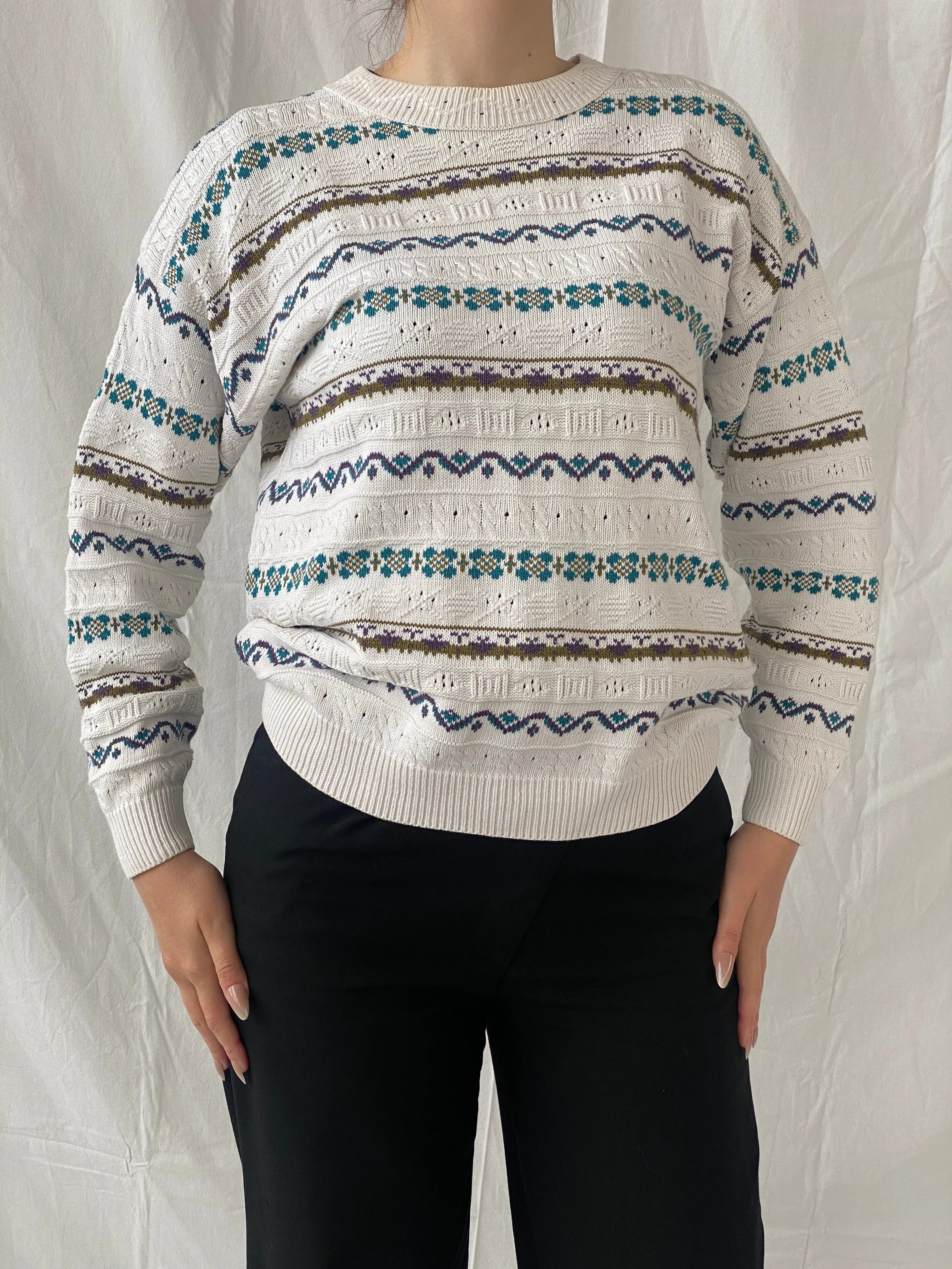 Y2k Long Sleeve Crew Neck Knitted Jumper - L - Balagan Vintage Sweater Ayah, knitted sweater, sweater, vest