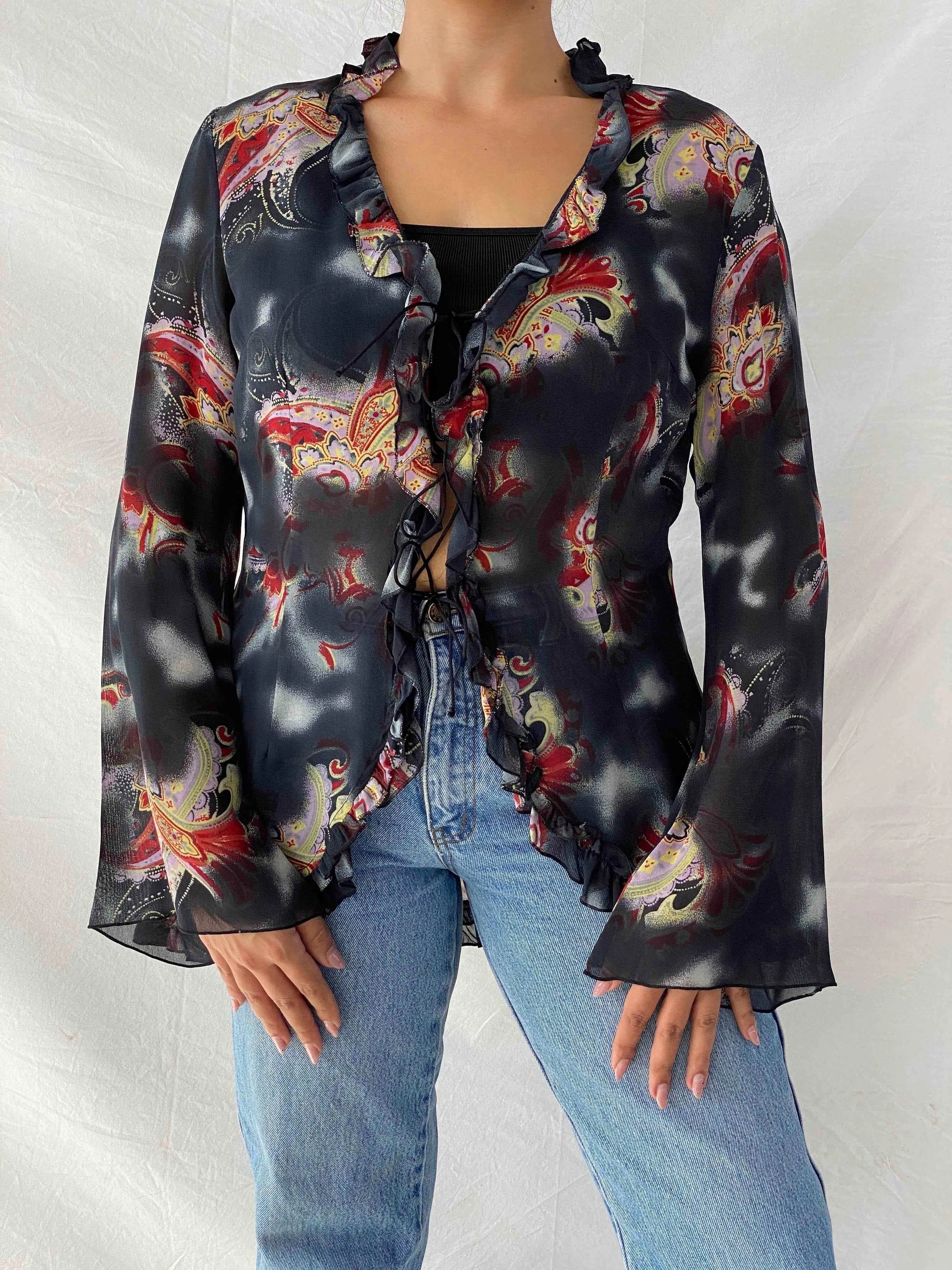 Y2K Malena Ortiz Ruffled Cardigan - Balagan Vintage Cardigan 00s, 90s, Alaa, cardigan