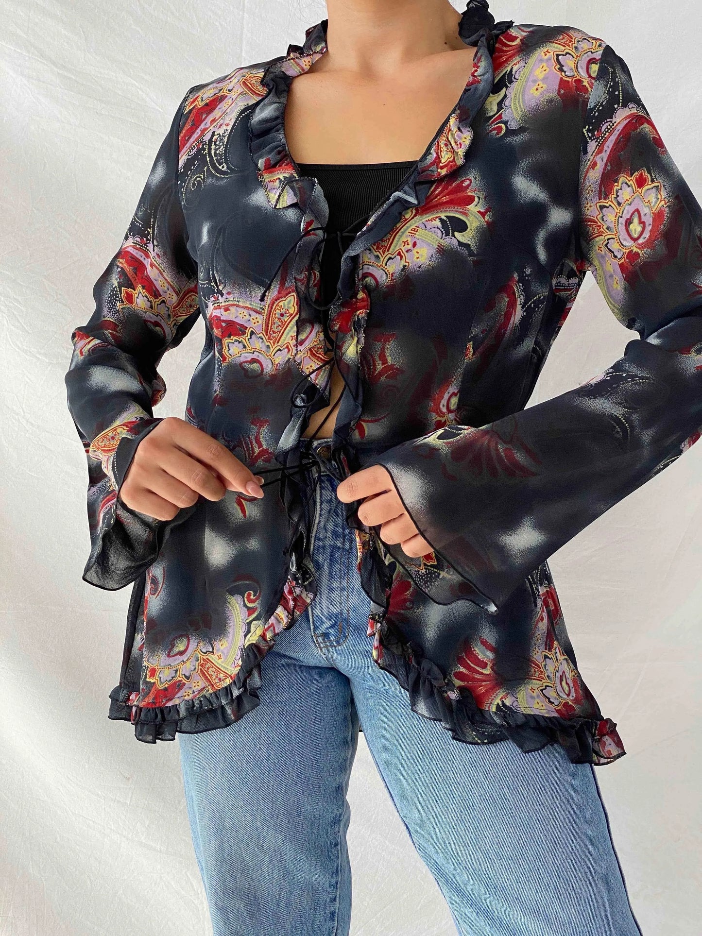 Y2K Malena Ortiz Ruffled Cardigan - Balagan Vintage Cardigan 00s, 90s, Alaa, cardigan