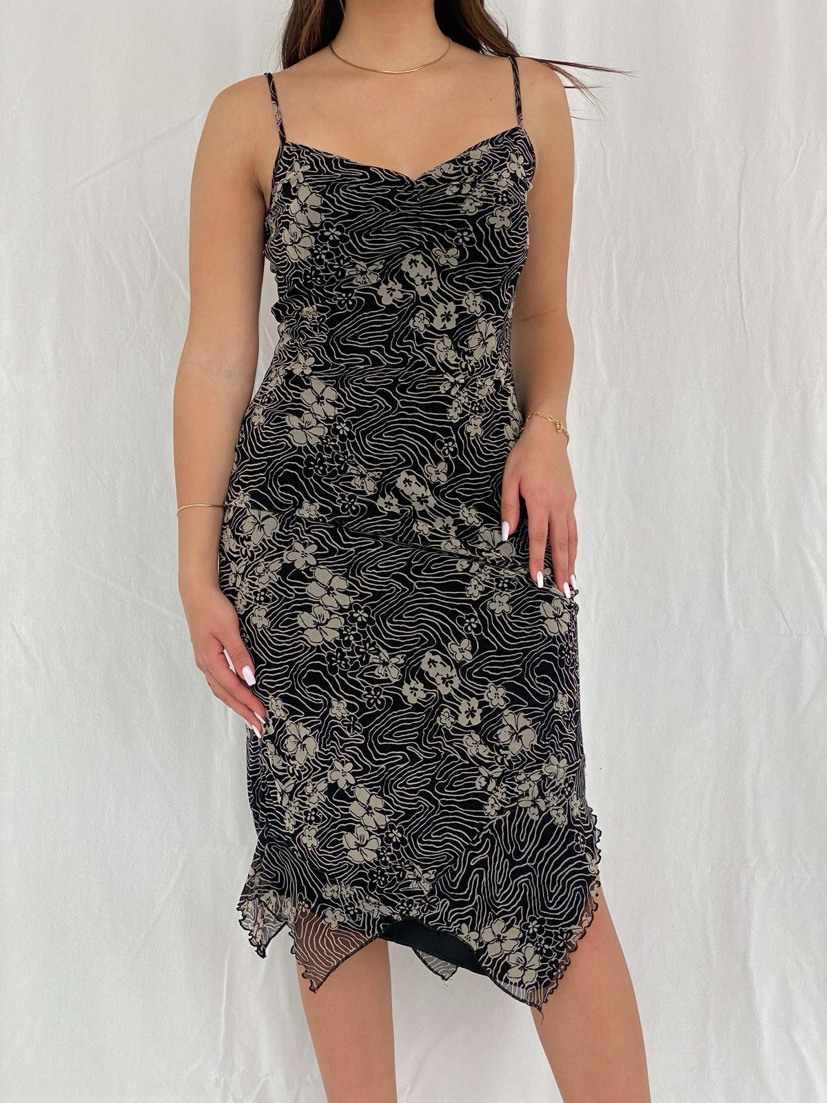 fitted mesh dress Y2K Mexx Fitted Mesh Floral Midi Dress - Summer - Casual