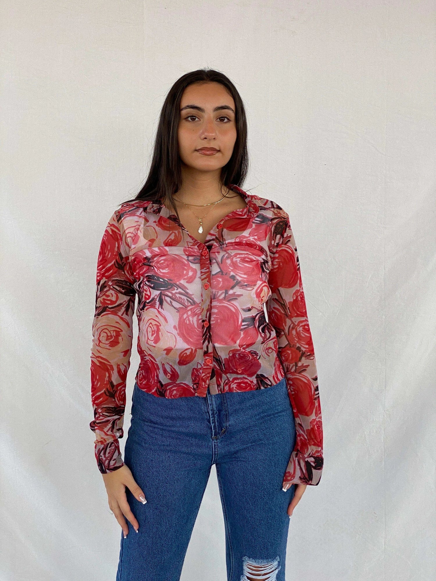 Y2K Mexx Floral Sheer Shirt - Balagan Vintage Full Sleeve Shirt 00s, 90s, Deals, full sleeve shirt, Rahmeh, Rama