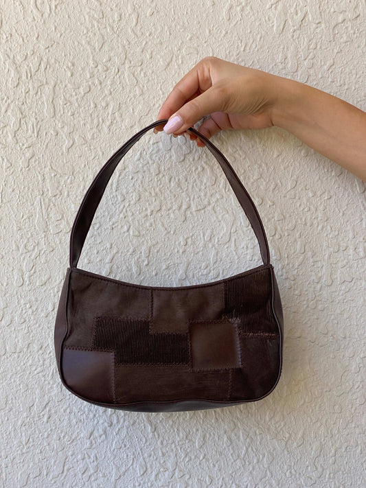 Y2k Mini Patchwork Brown Leather Bag - Balagan Vintage Mini handbag 00s, bag, handbag, shoulder bag