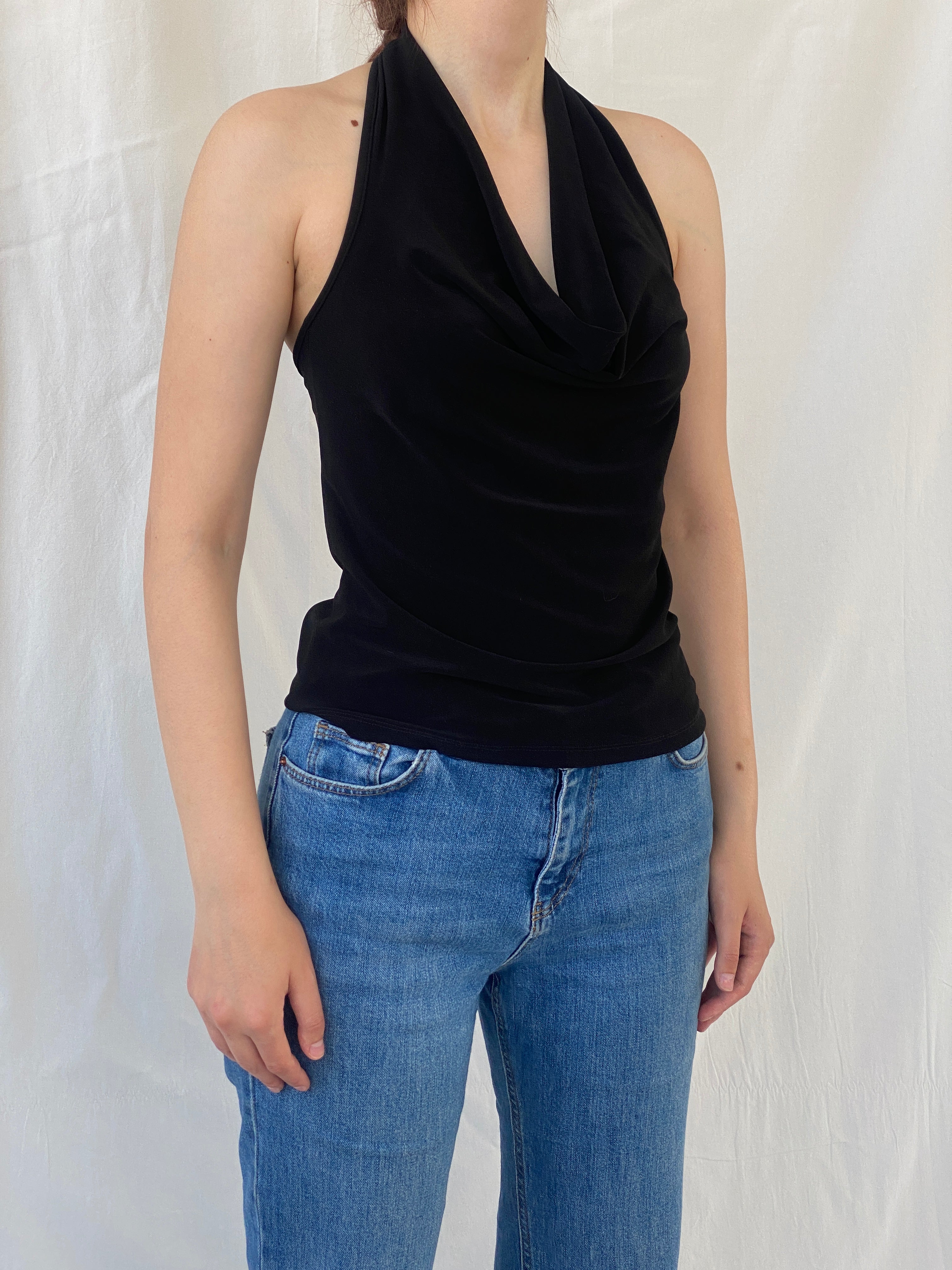 Y2K MISU Cowl Neck Black Halter Top - S - Balagan Vintage Halter Top 00s, Ayah, halter top, Top, women top