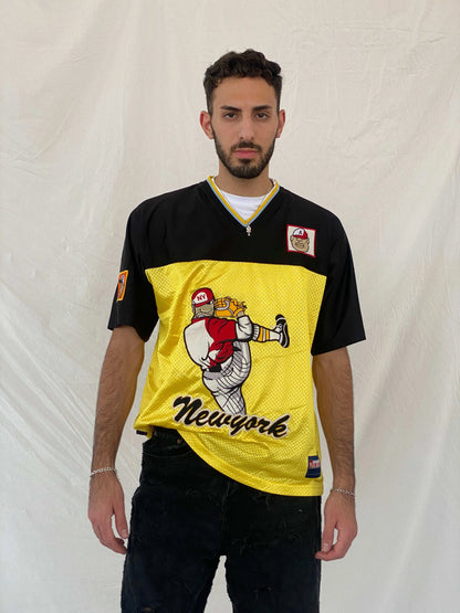 Y2K New York Xpress Jersey Size L - Balagan Vintage Half Sleeve Top 00s, 90s, Awsam, Top