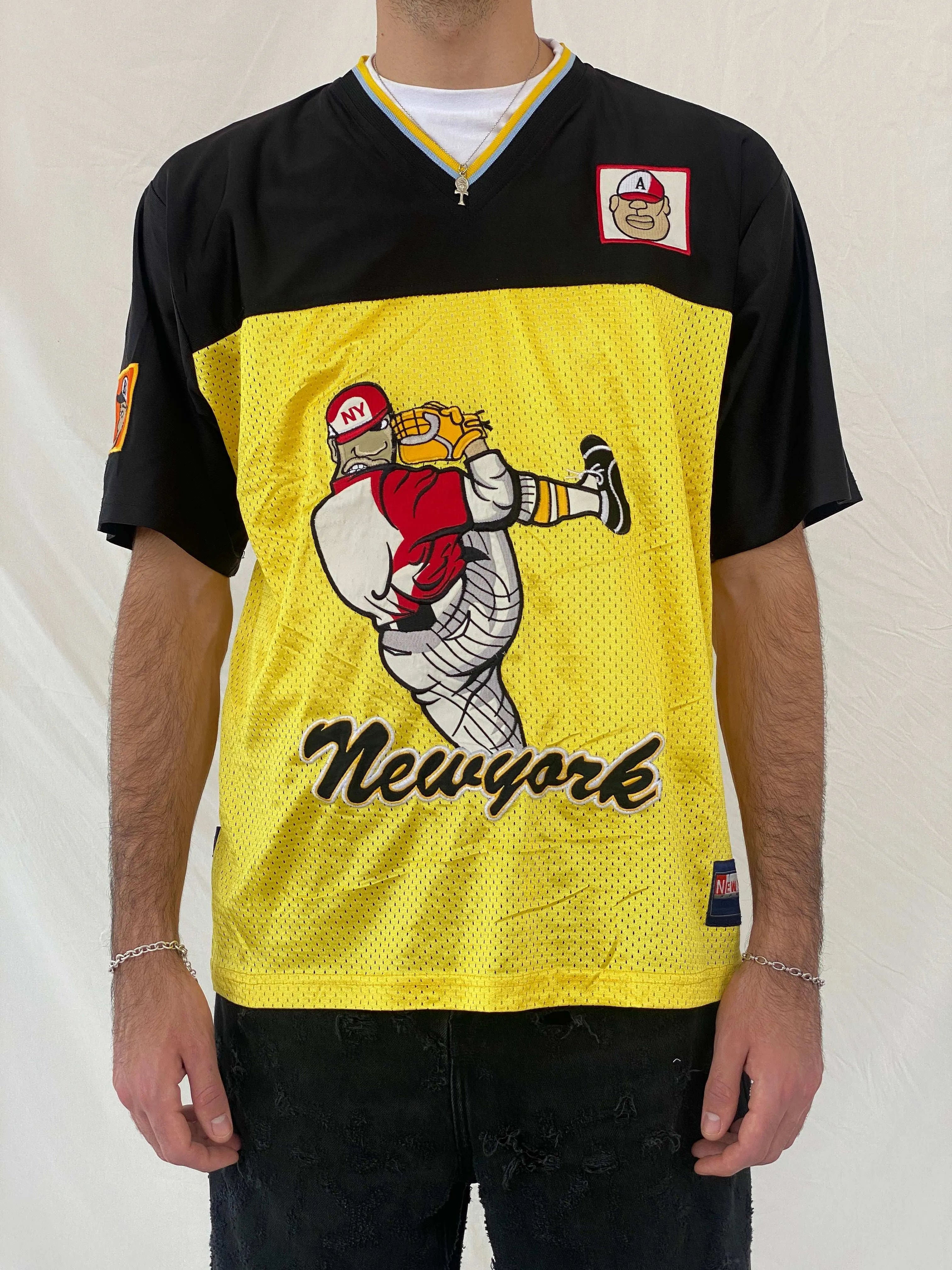 Y2K New York Xpress Jersey Size L - Balagan Vintage Half Sleeve Top 00s, 90s, Awsam, Top