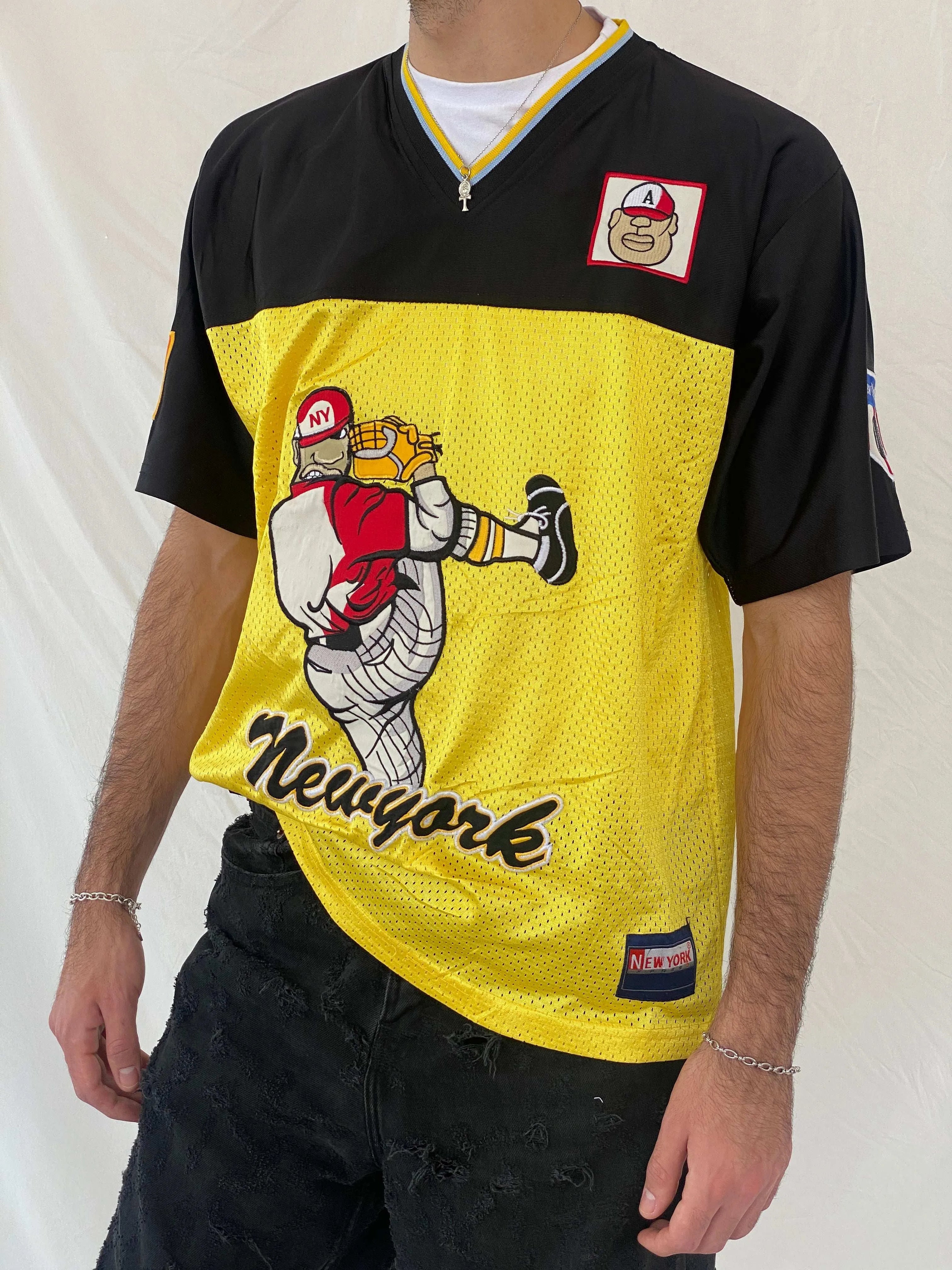 Y2K New York Xpress Jersey Size L - Balagan Vintage Half Sleeve Top 00s, 90s, Awsam, Top