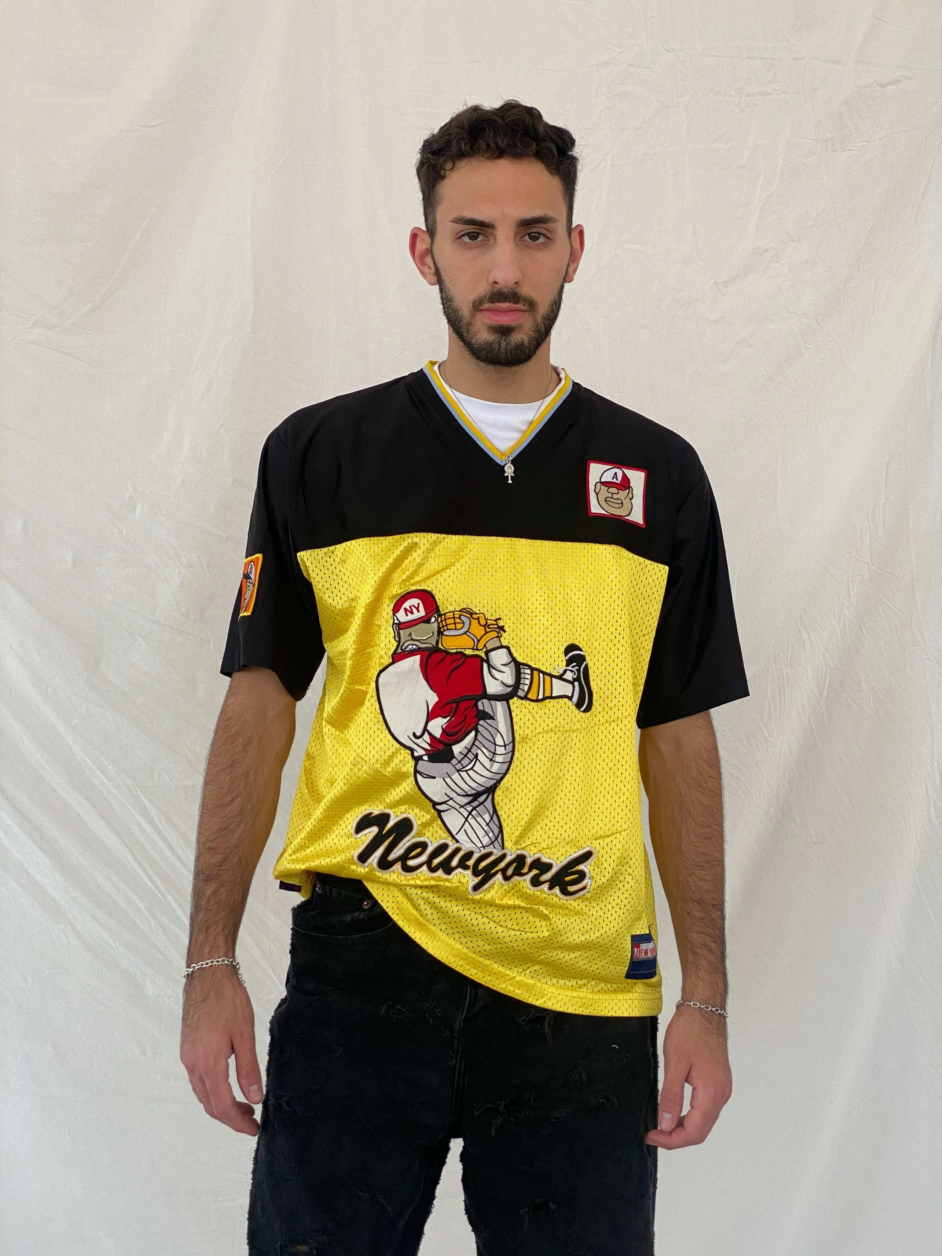 Y2K New York Xpress Jersey Size L - Balagan Vintage Half Sleeve Top 00s, 90s, Awsam, Top
