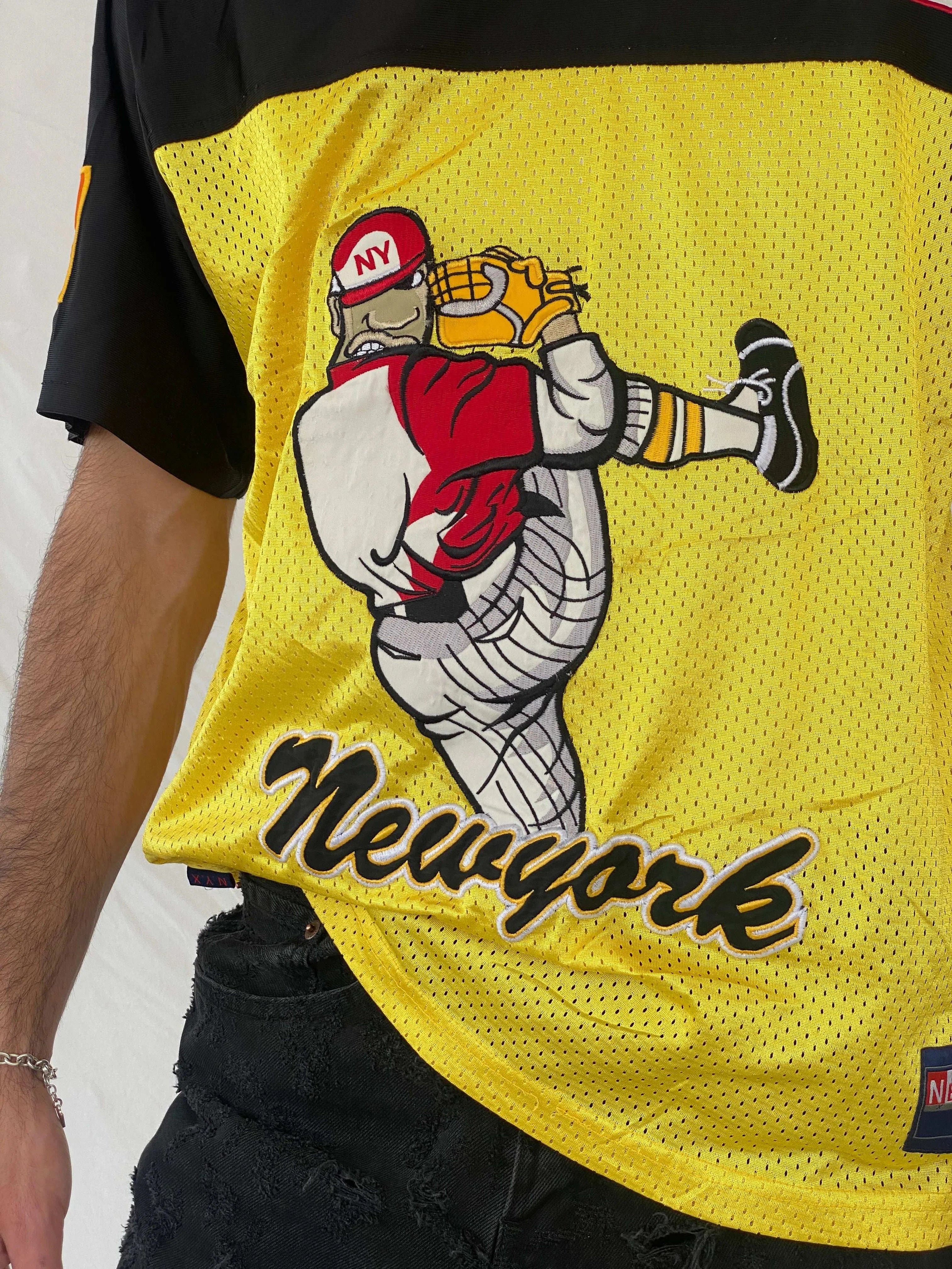 Y2K New York Xpress Jersey Size L - Balagan Vintage Half Sleeve Top 00s, 90s, Awsam, Top