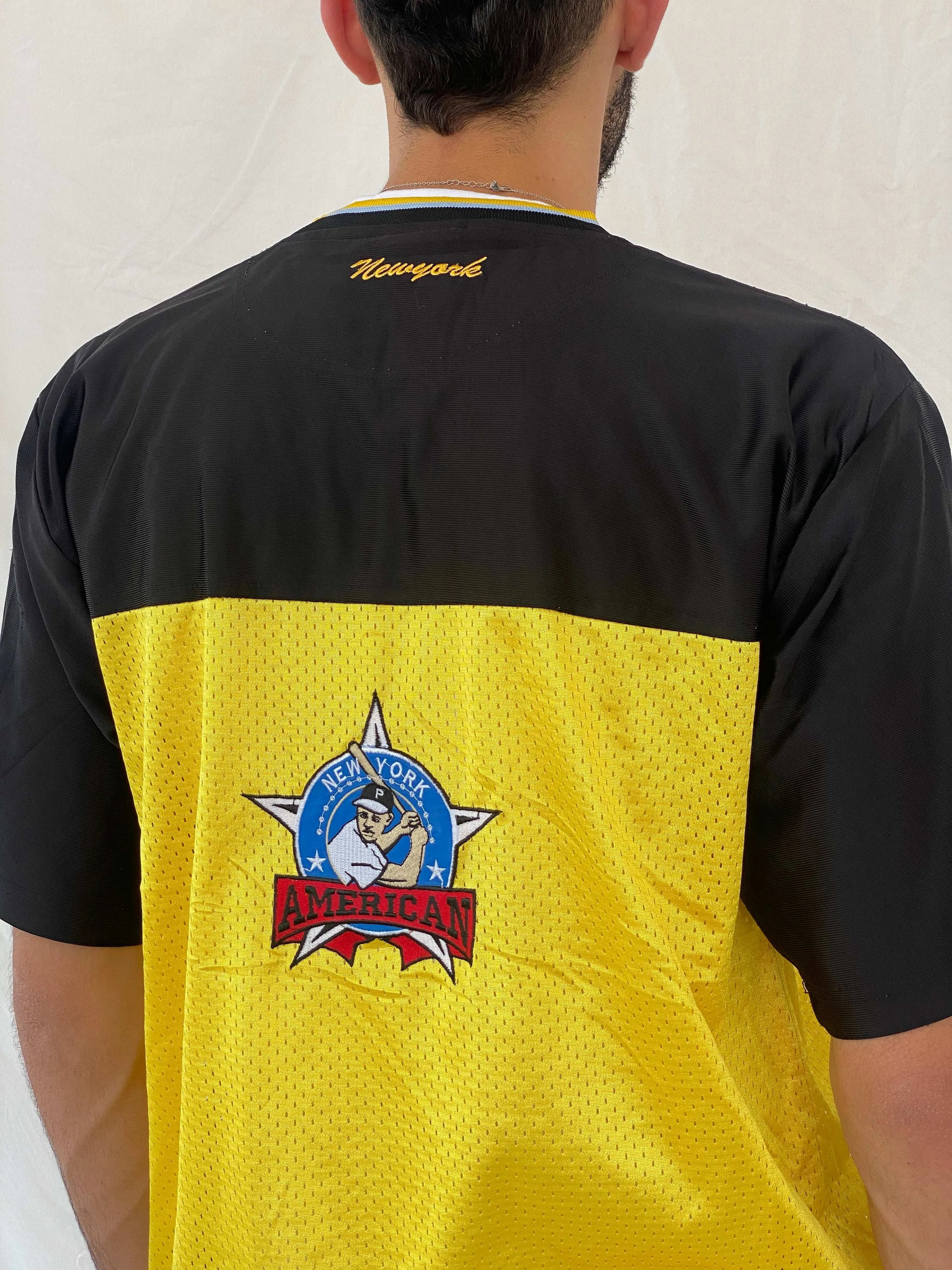 Y2K New York Xpress Jersey Size L - Balagan Vintage Half Sleeve Top 00s, 90s, Awsam, Top
