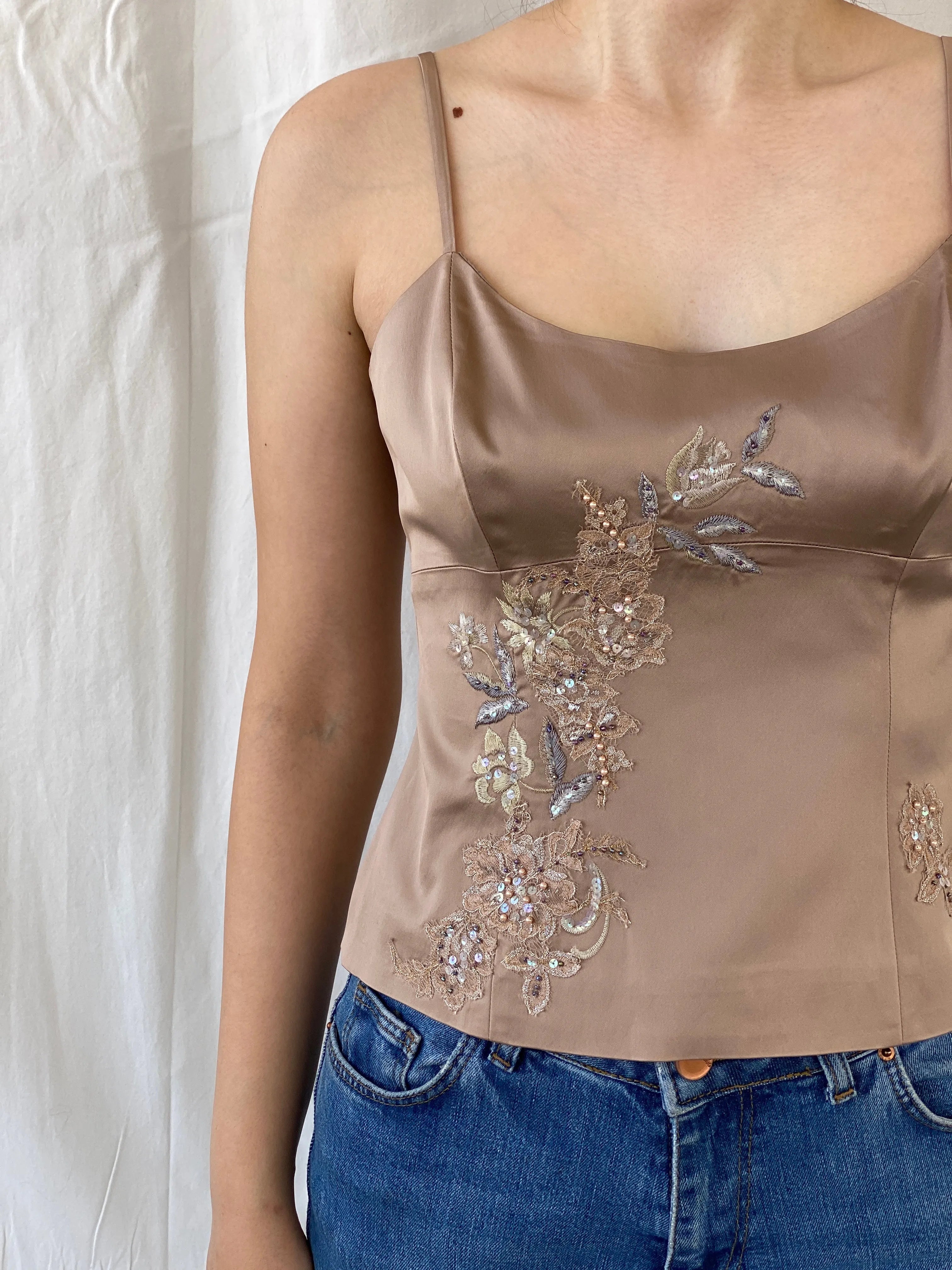 Y2K Next Women’s Cute Embellished Cami Top - M - Balagan Vintage Sleeveless Top 00s, Ayah, summer, women top