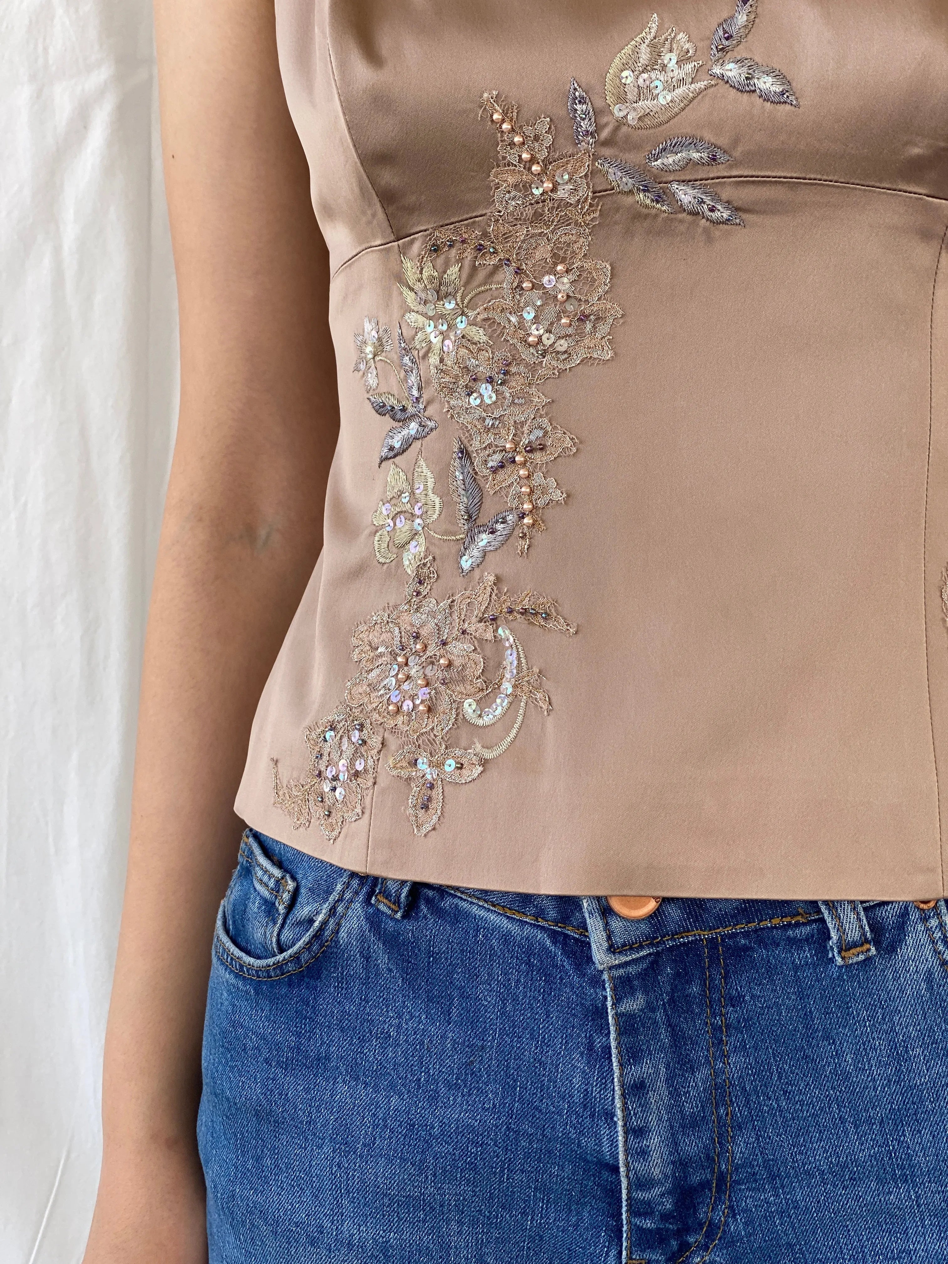 Y2K Next Women’s Cute Embellished Cami Top - M - Balagan Vintage Sleeveless Top 00s, Ayah, summer, women top