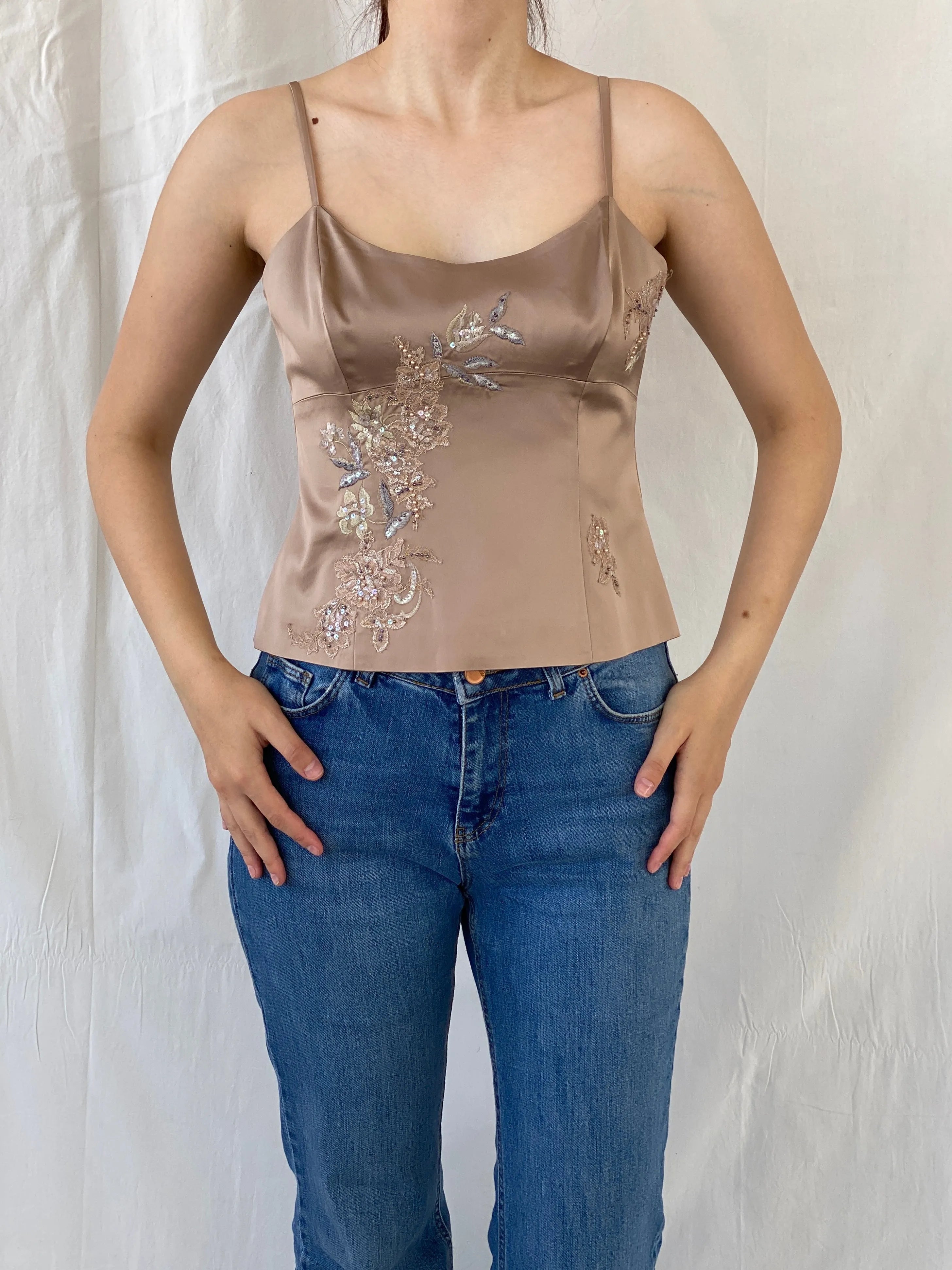 Y2K Next Women’s Cute Embellished Cami Top - M - Balagan Vintage Sleeveless Top 00s, Ayah, summer, women top