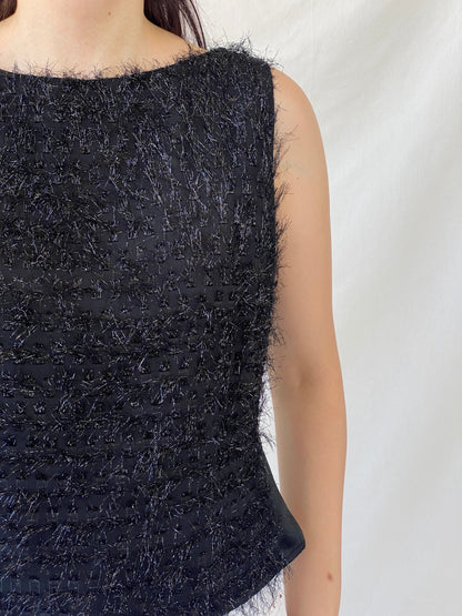 Y2K Nudiir Current Air Textured Black Sleeveless Party Sparkle Top - M - Balagan Vintage Sleeveless Top 00s, Ayah, Cami, NEW IN, summer, women top