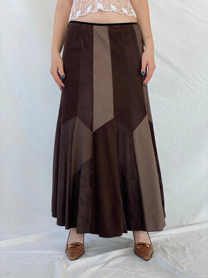 Y2K Per Una Patchwork Brown Cord Velvet Maxi Skirt - L - Balagan Vintage Maxi Skirt 00s, Ayah, corduroy, maxi skirt, patchwork, skirt, winter, women skirt
