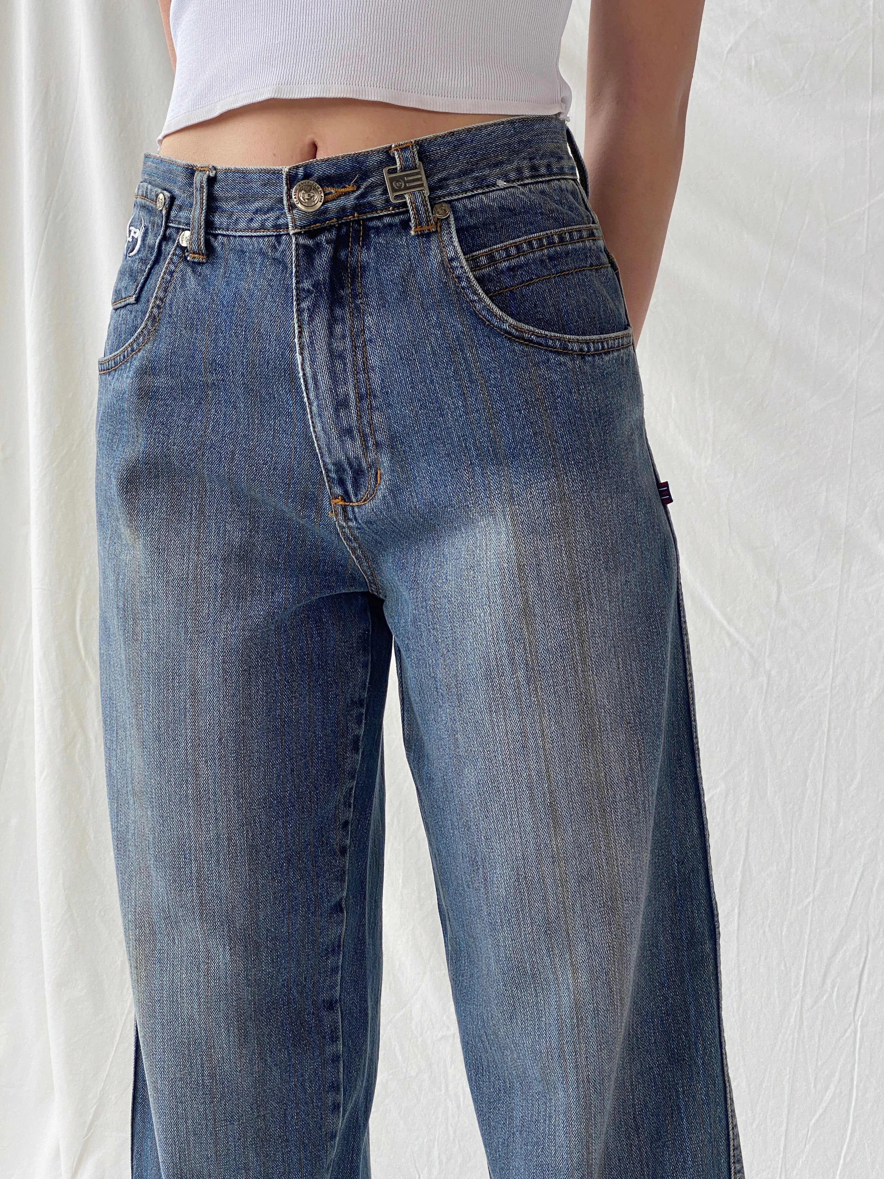 Y2K Phat Farm P Denim Wide Leg Women’s Striped Jeans - 34EUR - Balagan Vintage Jeans 90s, Christine, denim, high waisted jeans, jeans, vintage jeans, women jeans