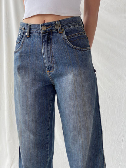 Y2K Phat Farm P Denim Wide Leg Women’s Striped Jeans - 34EUR - Balagan Vintage Jeans 90s, Christine, denim, high waisted jeans, jeans, vintage jeans, women jeans