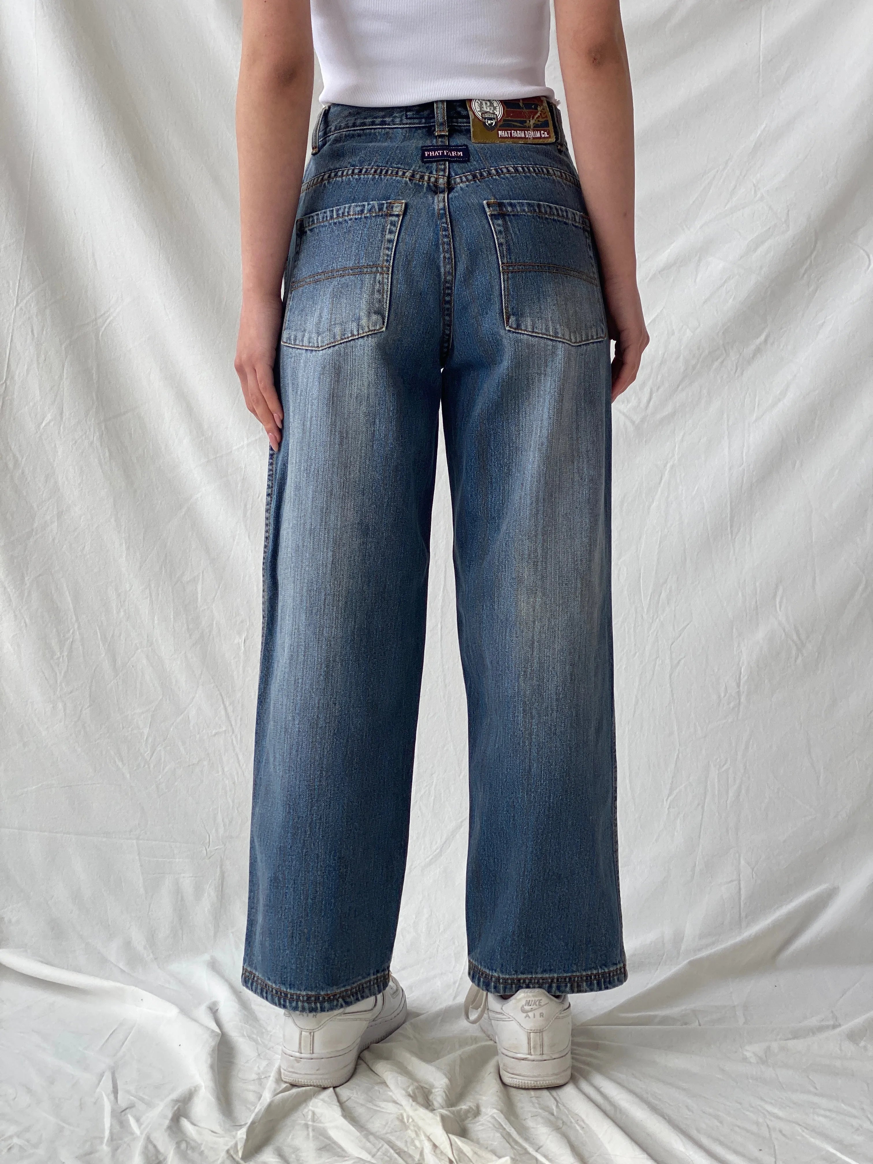 Y2K Phat Farm P Denim Wide Leg Women’s Striped Jeans - 34EUR - Balagan Vintage Jeans 90s, Christine, denim, high waisted jeans, jeans, vintage jeans, women jeans