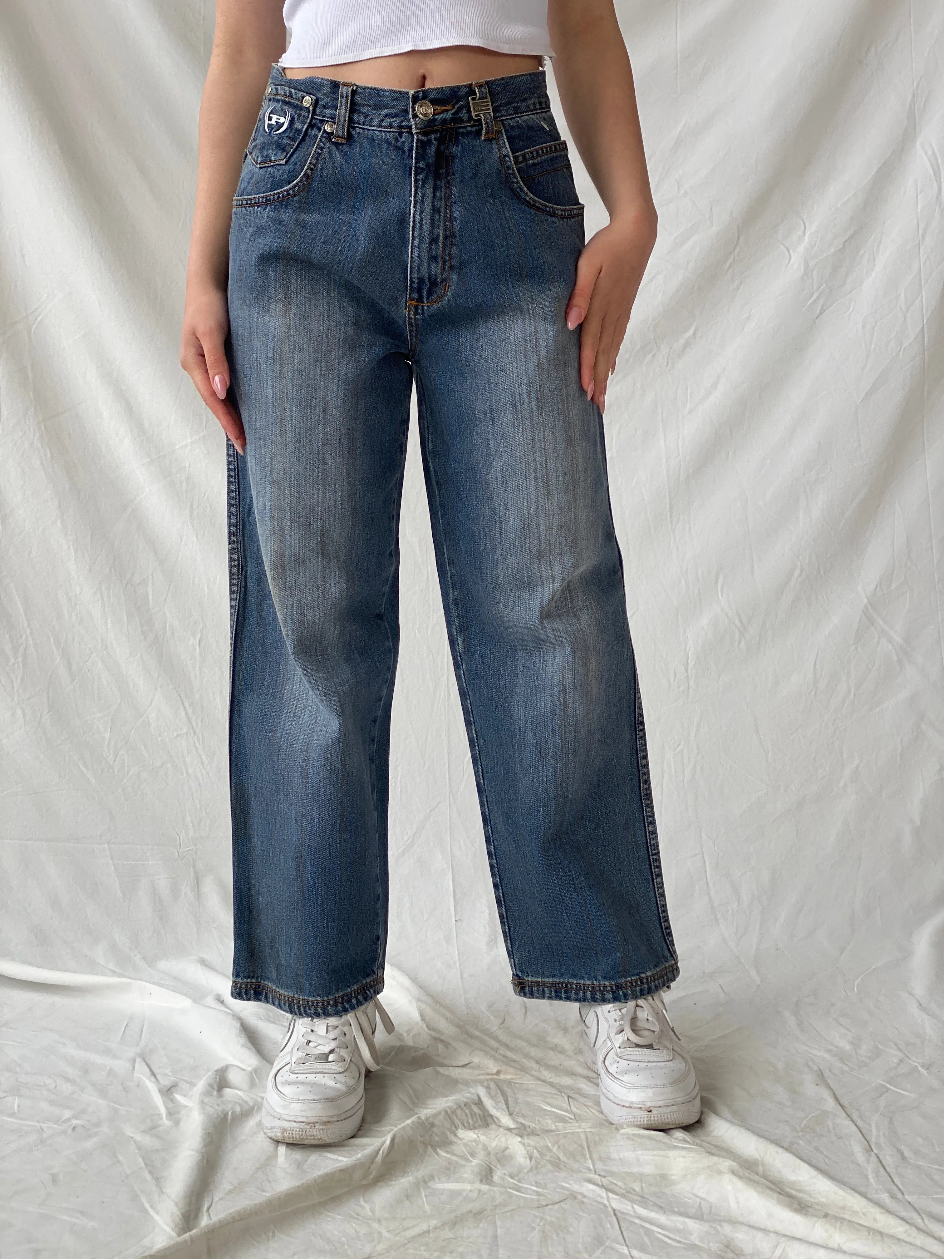 Y2K Phat Farm P Denim Wide Leg Women’s Striped Jeans - 34EUR - Balagan Vintage Jeans 90s, Christine, denim, high waisted jeans, jeans, vintage jeans, women jeans