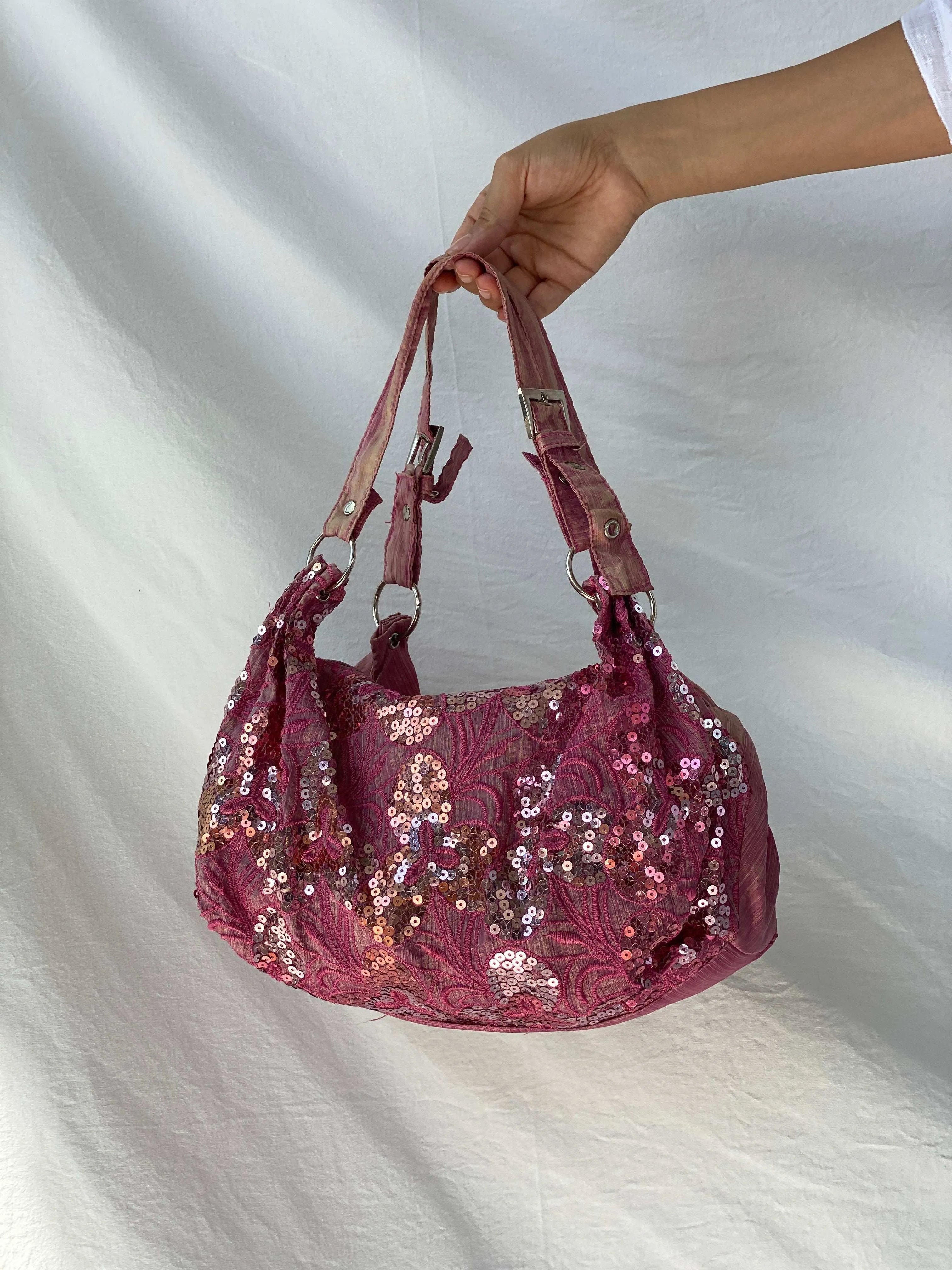 Y2K Pink Sequin Shoulder Bag - Balagan Vintage Handbags 00s, 90s, bag, shoulder bag