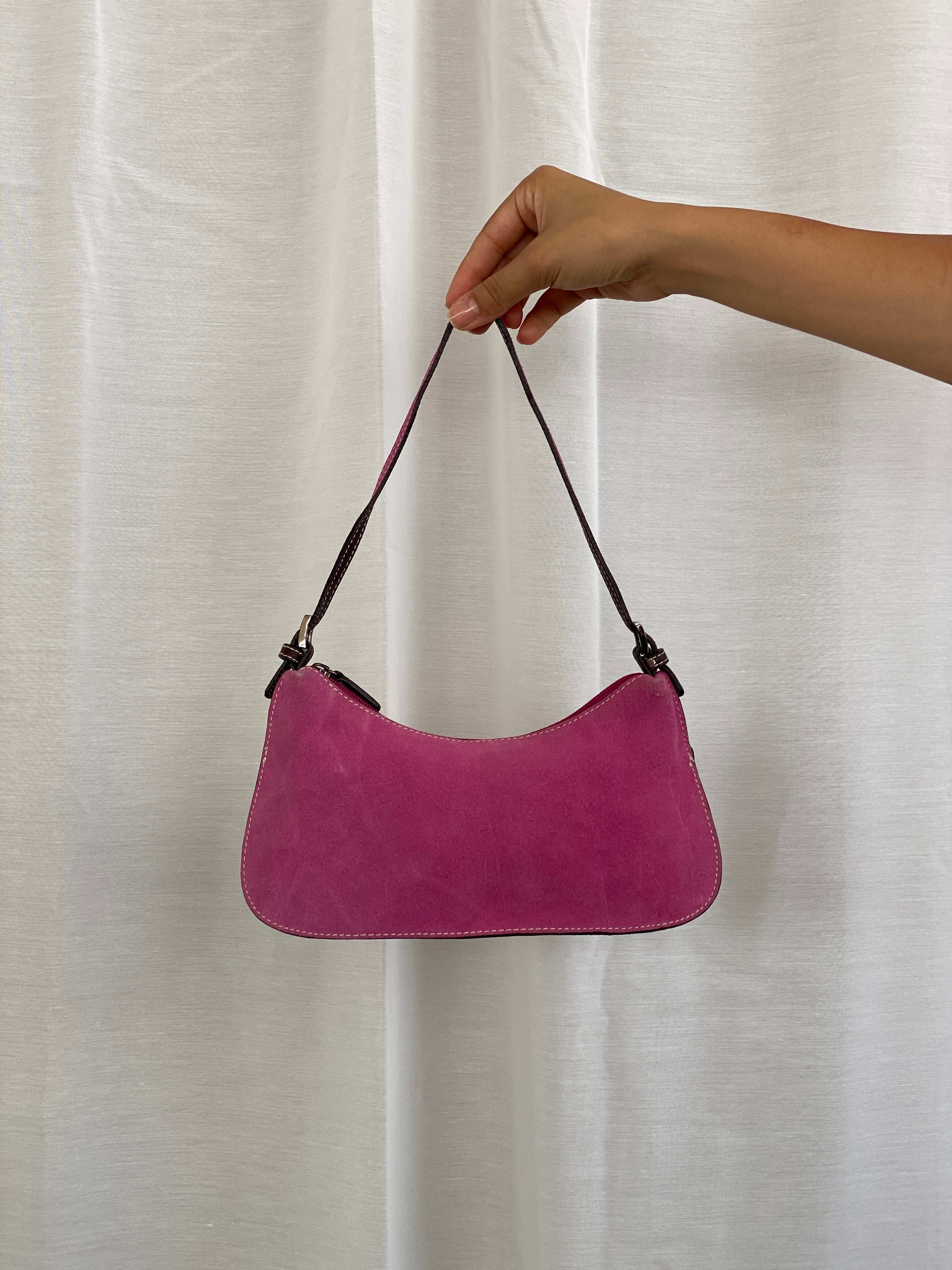 Y2K Preview International Pink Suede Mini Shoulder Bag - Balagan Vintage Shoulder Bag 90s, bag, mini handbag, shoulder bag