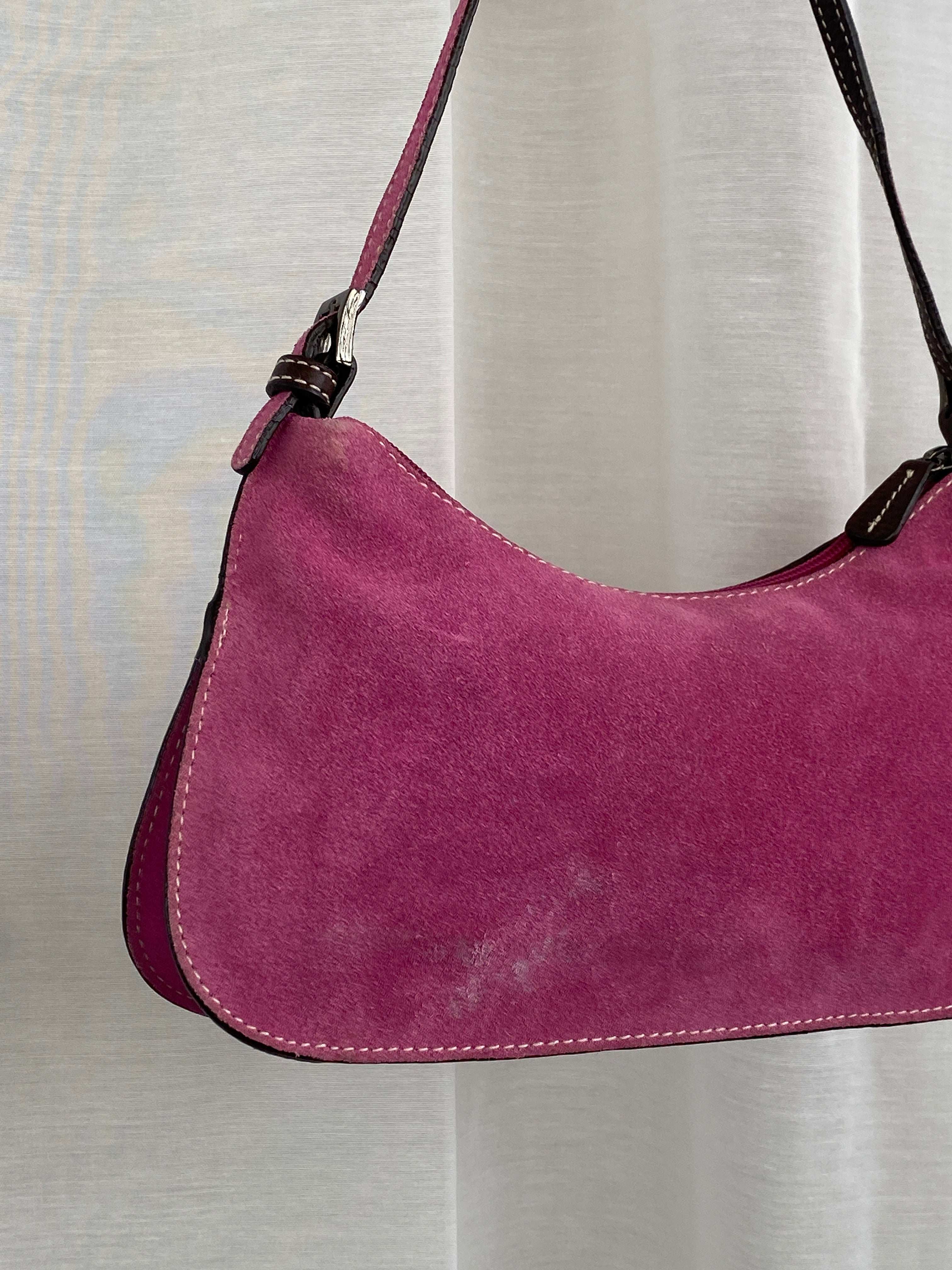 Y2K Preview International Pink Suede Mini Shoulder Bag - Balagan Vintage Shoulder Bag 90s, bag, mini handbag, shoulder bag