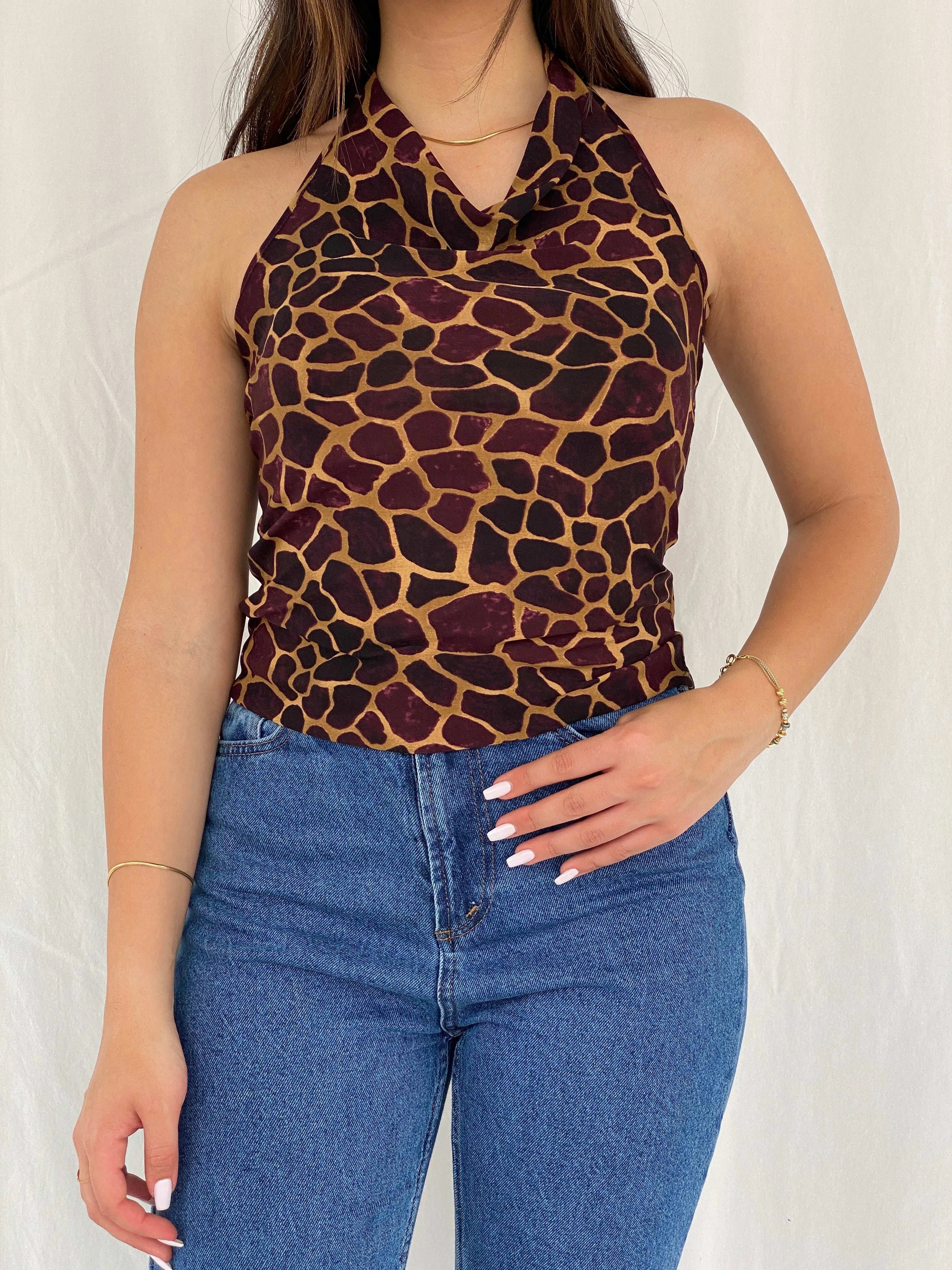 Y2K Purple and Gold Halter Top - Size M - Balagan Vintage Halter Top 90s, halter top, Rama, women top