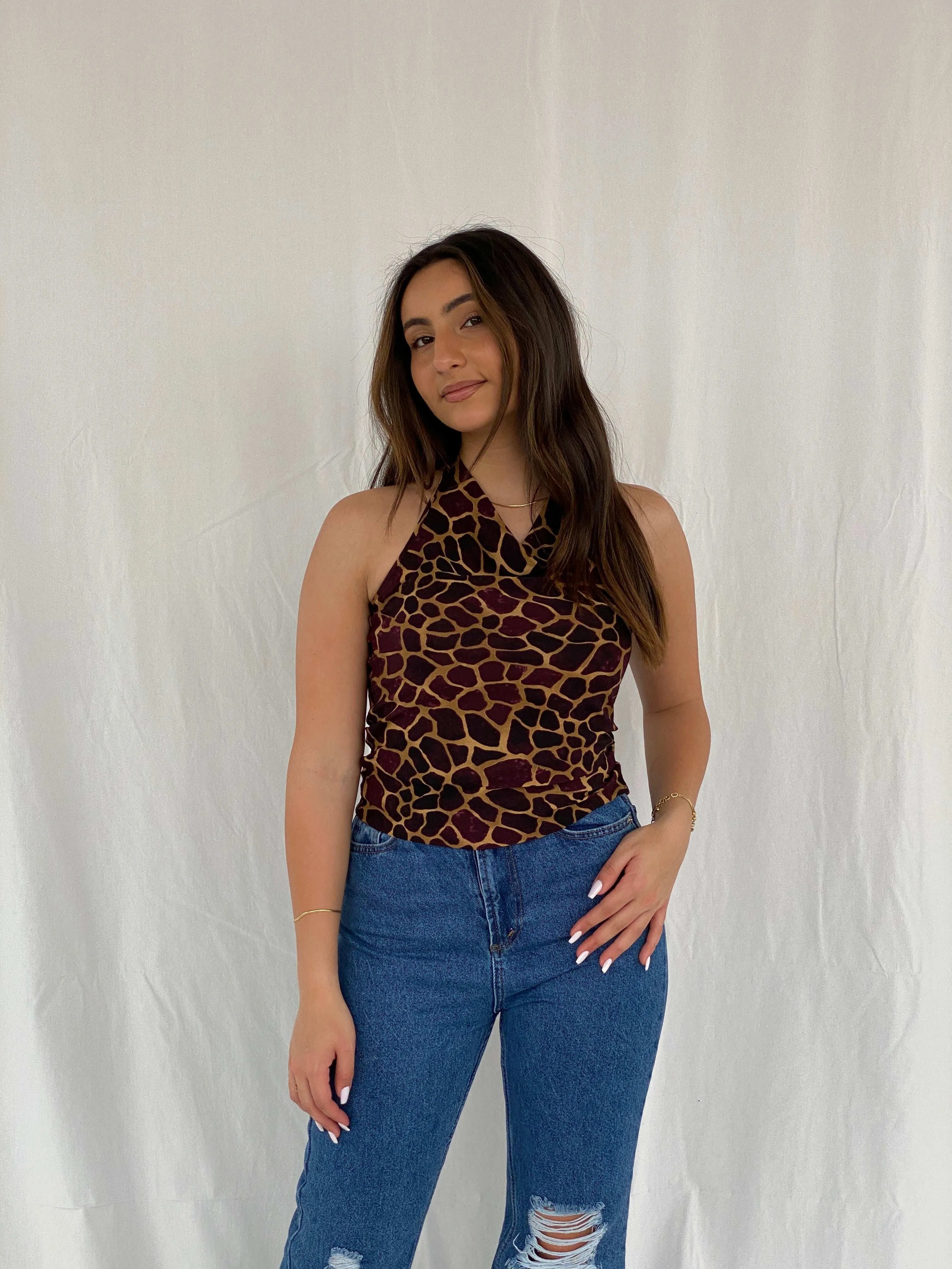 Y2K Purple and Gold Halter Top - Size M - Balagan Vintage Halter Top 90s, halter top, Rama, women top