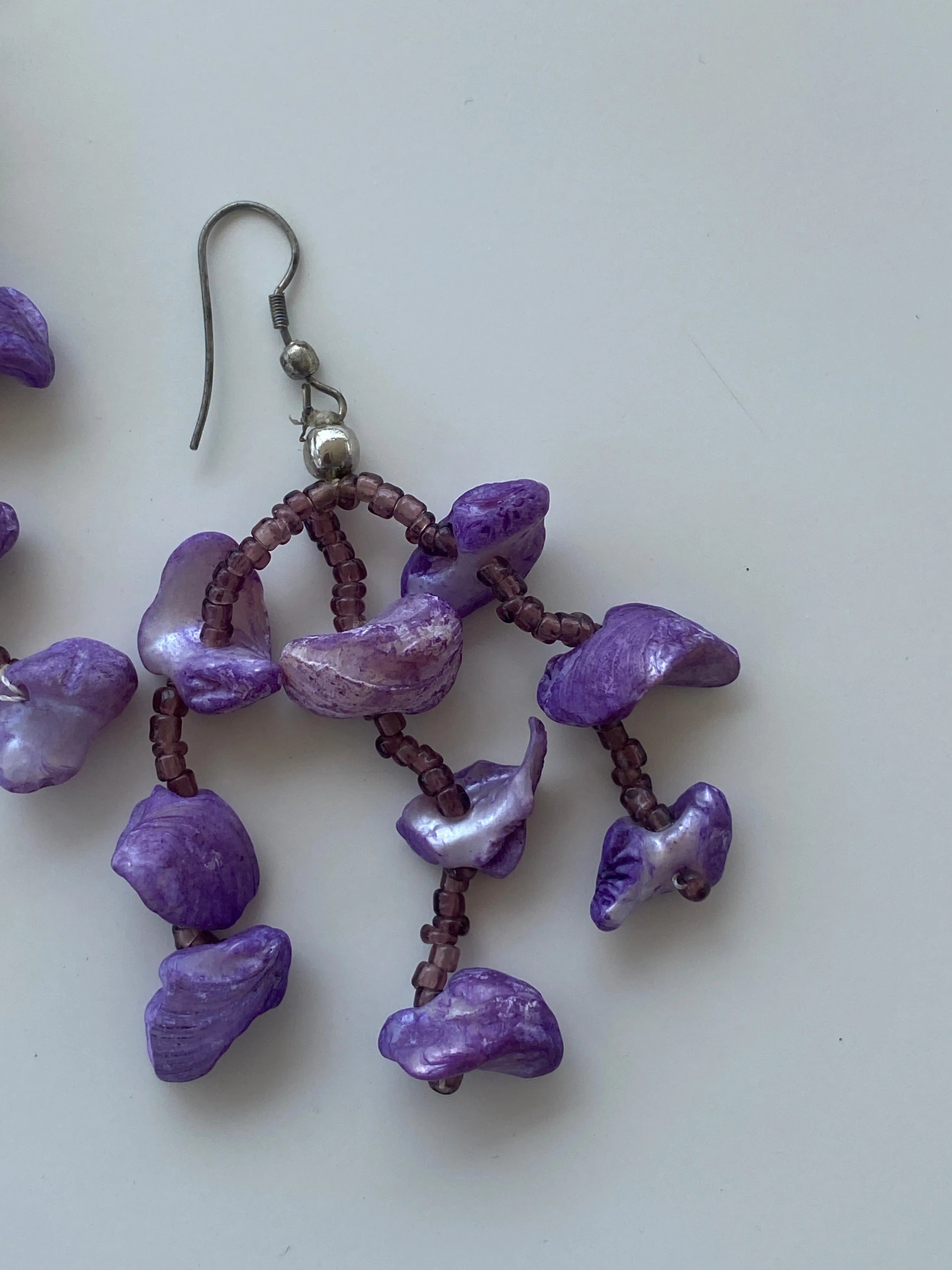 Y2K Purple-Toned Beaded Waterfall Earrings - Balagan Vintage Earrings 00s, 90s, Earrings