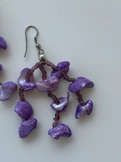 Y2K Purple-Toned Beaded Waterfall Earrings - Balagan Vintage Earrings 00s, 90s, Earrings