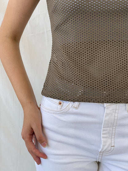 Y2K Red Herring Perforated Mesh Sleeveless Top - L - Balagan Vintage Sleeveless Top 00s, Ayah, beaded, NEW IN, summer, women top