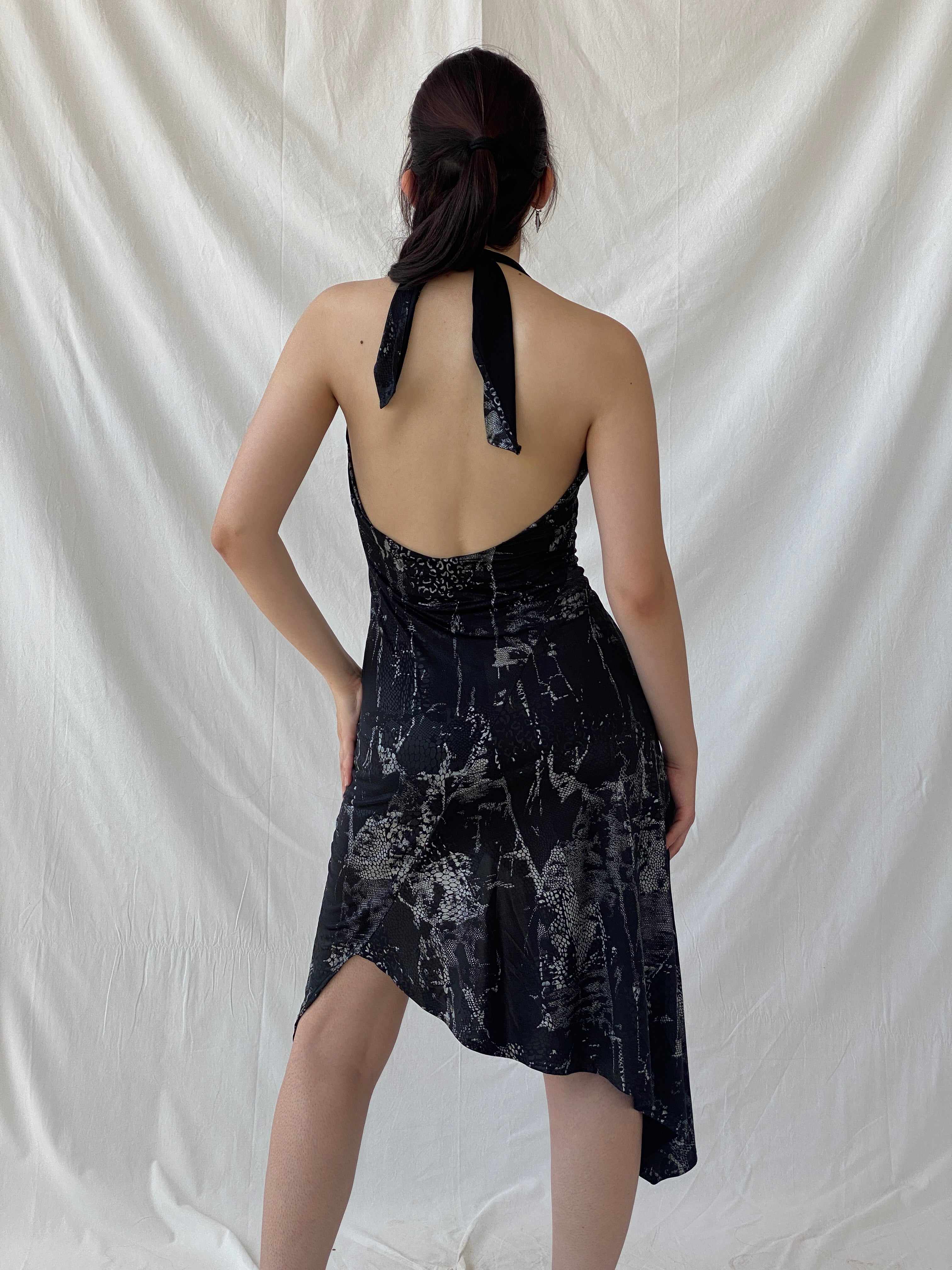 Y2K Romeo Four Juliette Paris Black Halter Asymmetrical Hem Dress - M - Balagan Vintage Midi Dress 90s dress, Ayah, dress, Halter Dress, midi dress, NEW IN, summer dress, Wedding Guest