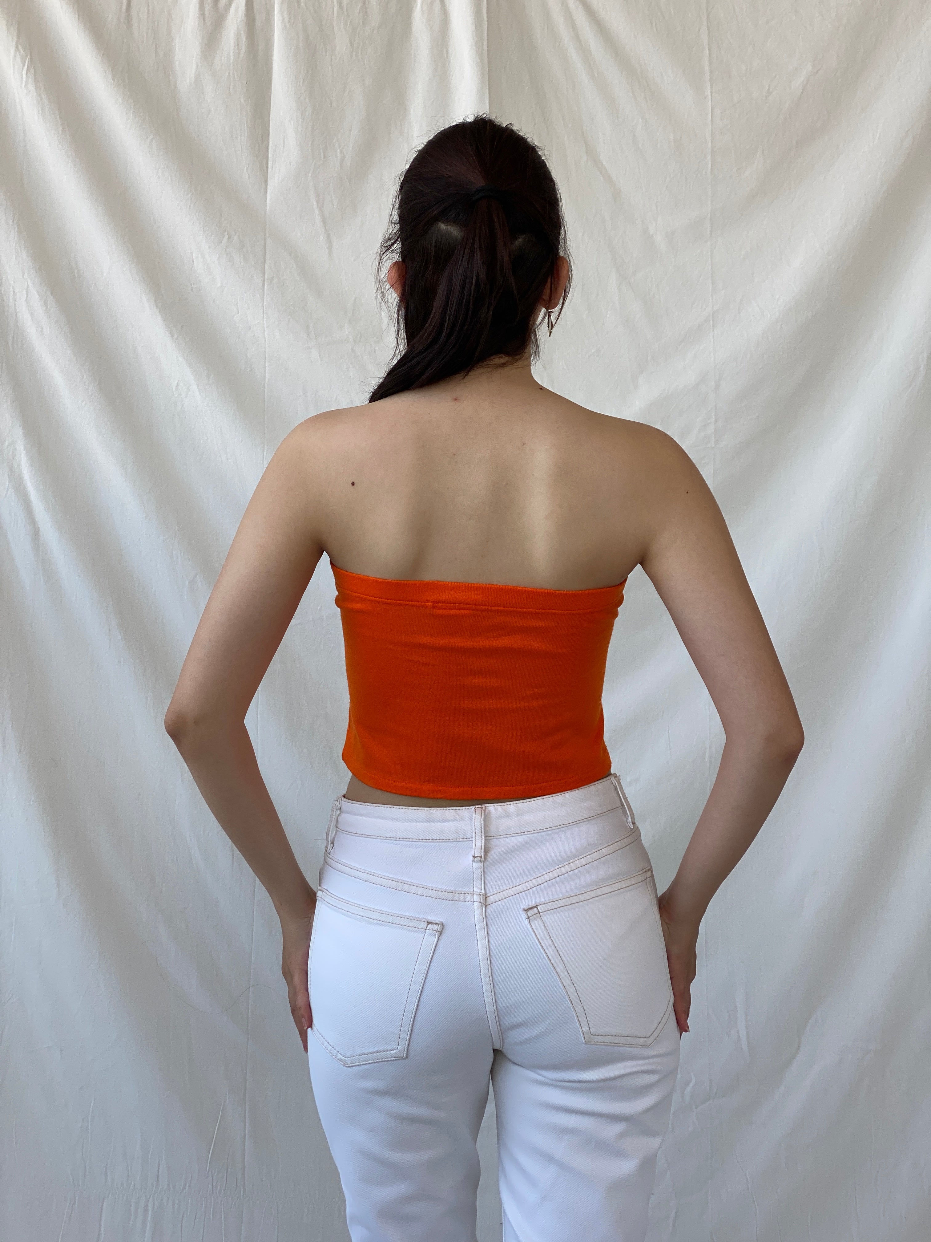 Y2K SAND N SUN Graphic Orange Surf Contest Bandeau Tube Top - M - Balagan Vintage Tube Top 00s, Ayah, cropped, NEW IN, summer, women top