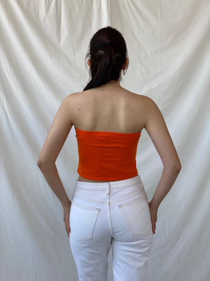 Y2K SAND N SUN Graphic Orange Surf Contest Bandeau Tube Top - M - Balagan Vintage Tube Top 00s, Ayah, cropped, NEW IN, summer, women top