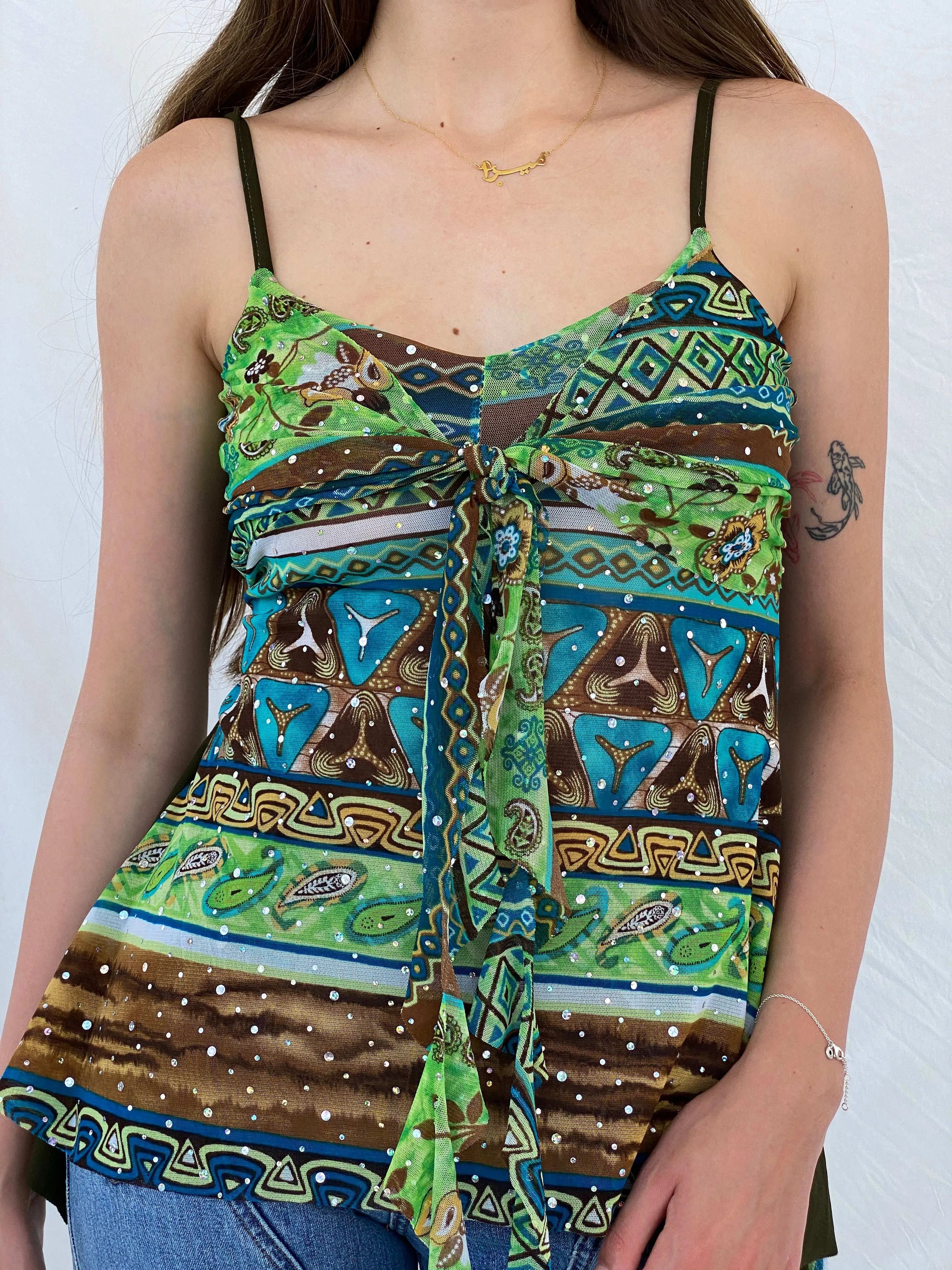 Y2K Shimmery Fairy Cami Top - M - Balagan Vintage Cami 00s, 90s, Cami, Deals, floral, Mira
